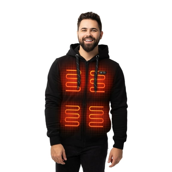 HENNCHEE 12V Heated Hoodies for Men & Women with Battery Pack, Heated Sweatshirt Pullover Heating Jacket, Small