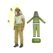 HENNCHEE 2Sets Mosquito Suits for Adults, Mesh Net Bug Jacket Pant Suit, Outdoor Full Body Protection Mosquito Proof Clothing L/XL