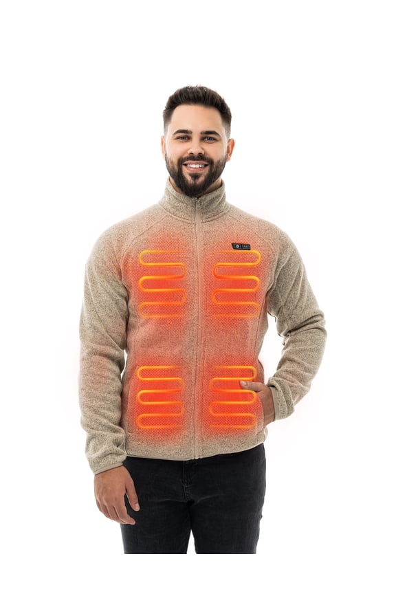 Heated Fleece Jackets for Men with Battery Pack, Zip Up Heating Sweater, Grey/Large