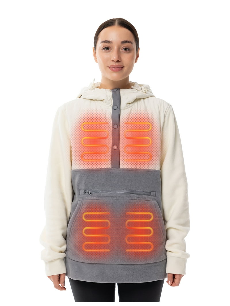 HENNCHEE Heated Half Snap Pullover with 16000mAh Battery Pack