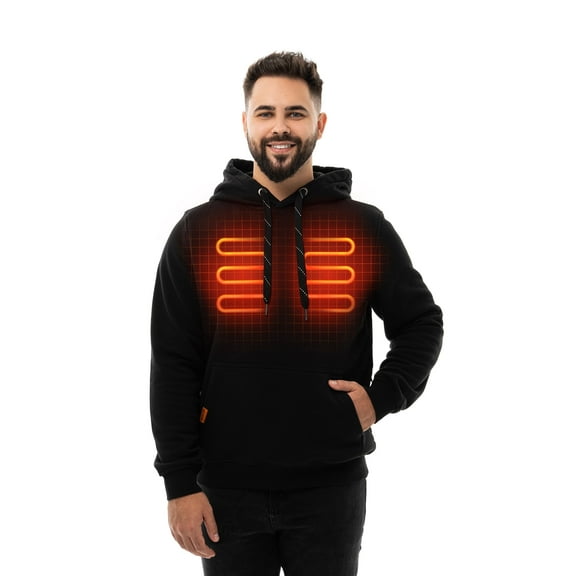 HENNCHEE Heated Hoodies for Men & Women with Battery Pack, Heated Pullover Sweatshirt Heating Jacket, Black/Medium