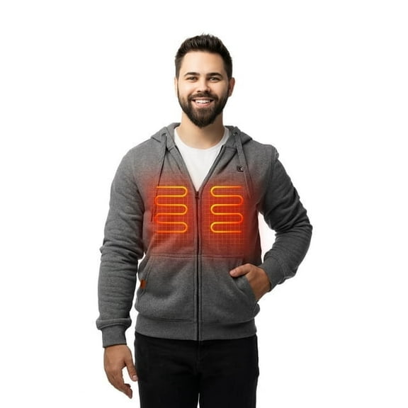 HENNCHEE Heated Hoodies for Men and Women with Battery Pack, Grey/Large