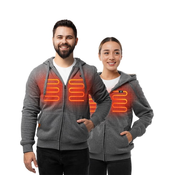 HENNCHEE Heated Hoodies for Men and Women with Battery Pack, Grey/Medium
