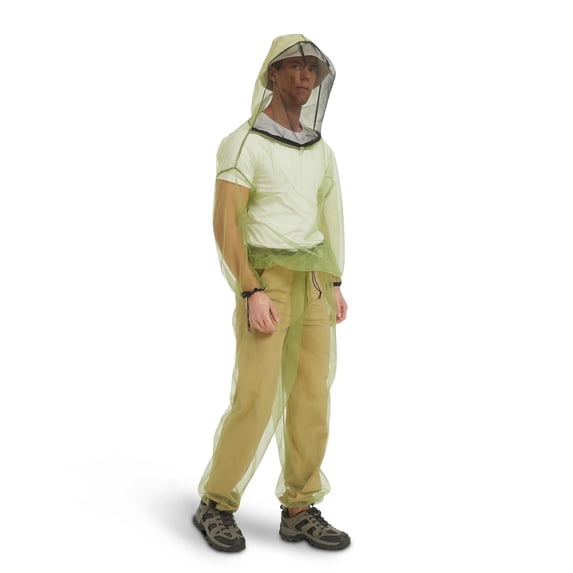 HENNCHEE Mosquito Jacket for Adults, Mesh Bug Jacket with Hood, Outdoor Protection Net Mosquito Proof Clothing with Carry Pouch L/XL