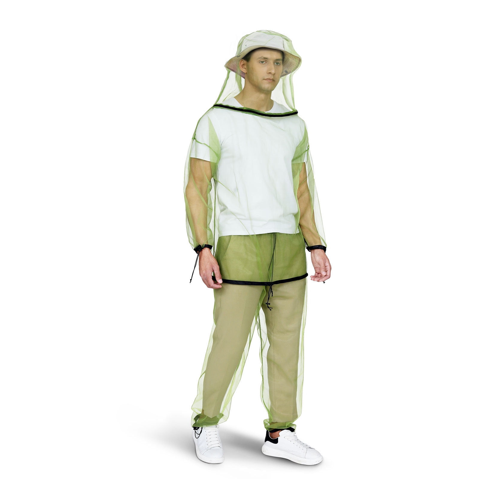 HENNCHEE Mosquito Suits for Adults Mesh Net Bug Jacket Pant Suit Outdoor Full Body Protection Mosquito Proof Clothingn L XL Green