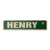 HENRY Vintage Plastic Street Sign Childrens Name Room Sign | Indoor/Outdoor |  30" Wide