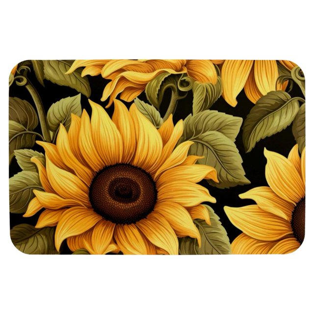HEOEH 40 x 60 cm Bathroom Bath Mat Rug, Sunflower Art Pattern Super