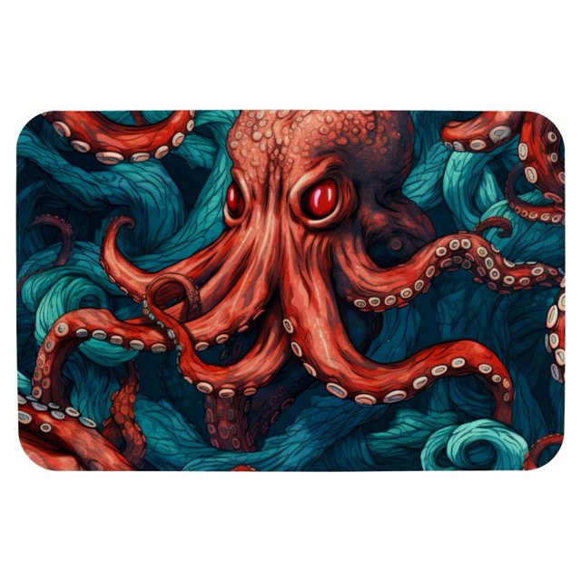 HEOEH 40 x 60 cm Bathroom Bath Mat Rug, Underwater Octopus Pattern