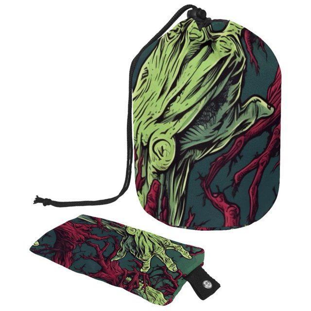 HEOEH Drawstring Cosmetic Bag, Barrel Shaped Portable Travel Makeup