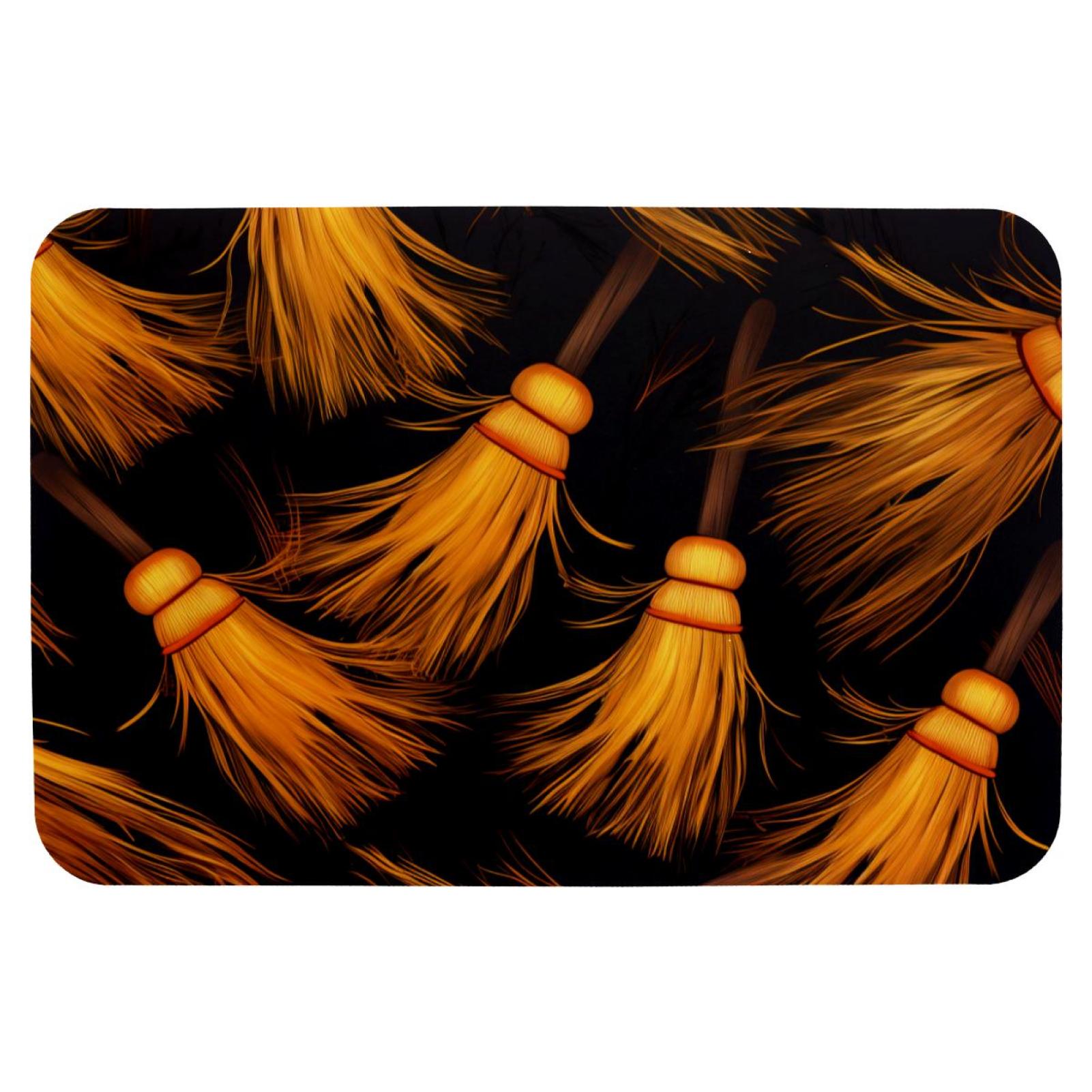 HEOEH Halloween Broom Pattern Bathroom Bath Mat Rug, Water Absorbent