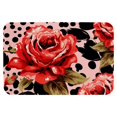 HEOEH Leopard Rose Flower Bathroom Bath Mat Rug, Water Absorbent Non