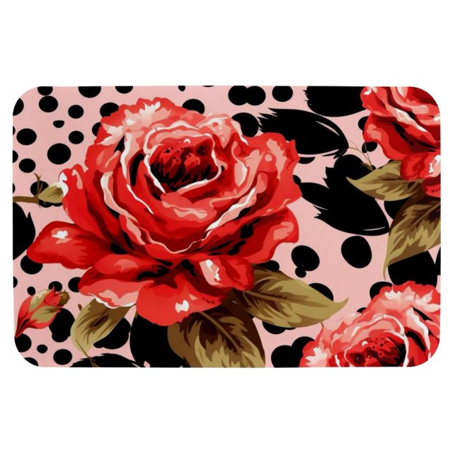 HEOEH Leopard Rose Flower Bathroom Bath Mat Rug, Water Absorbent Non