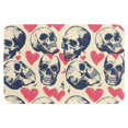HEOEH Skull Pink Love Hearts Bathroom Bath Mat Rug, Water Absorbent Non
