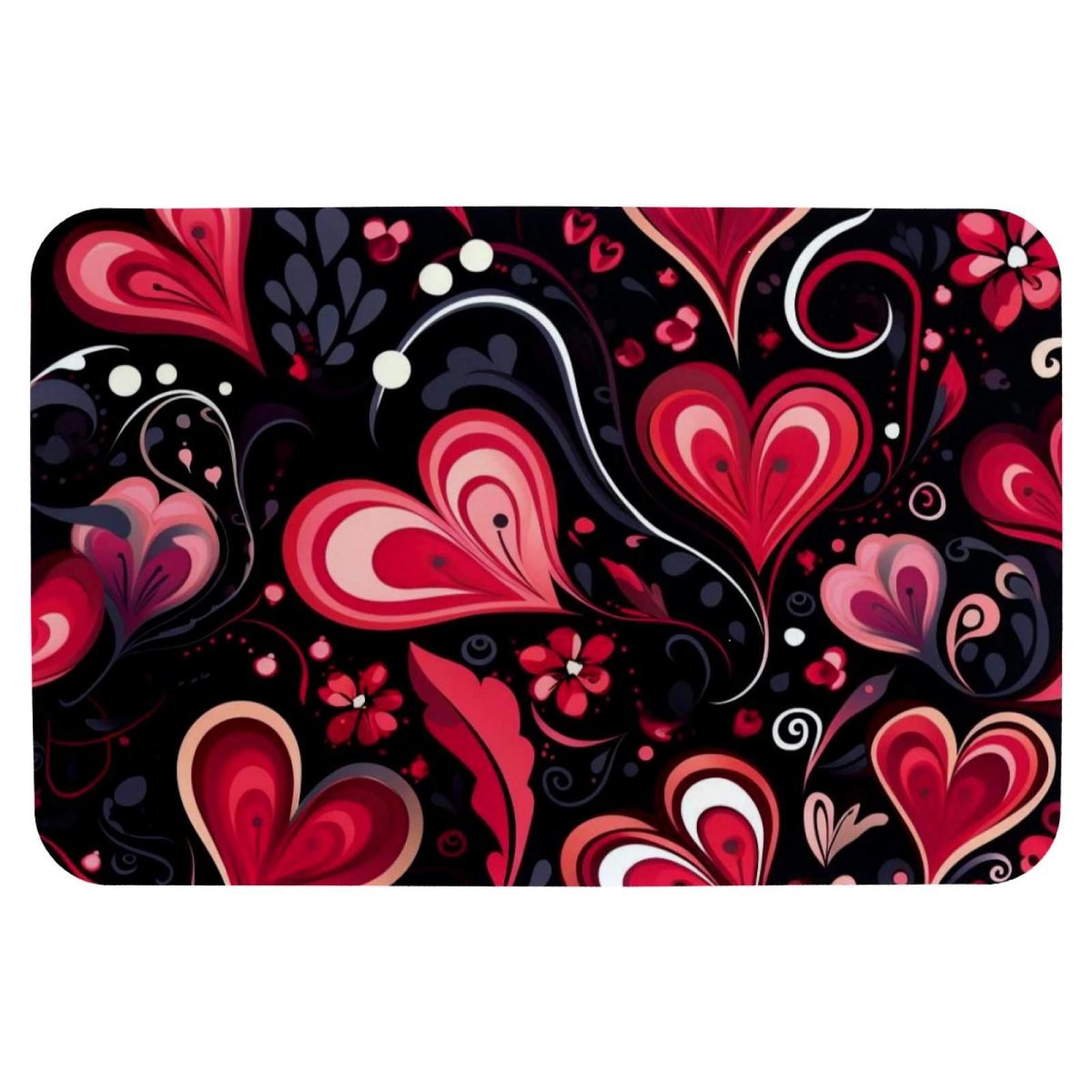 HEOEH Valentine's Day Love Hearts Bathroom Bath Mat Rug, Water