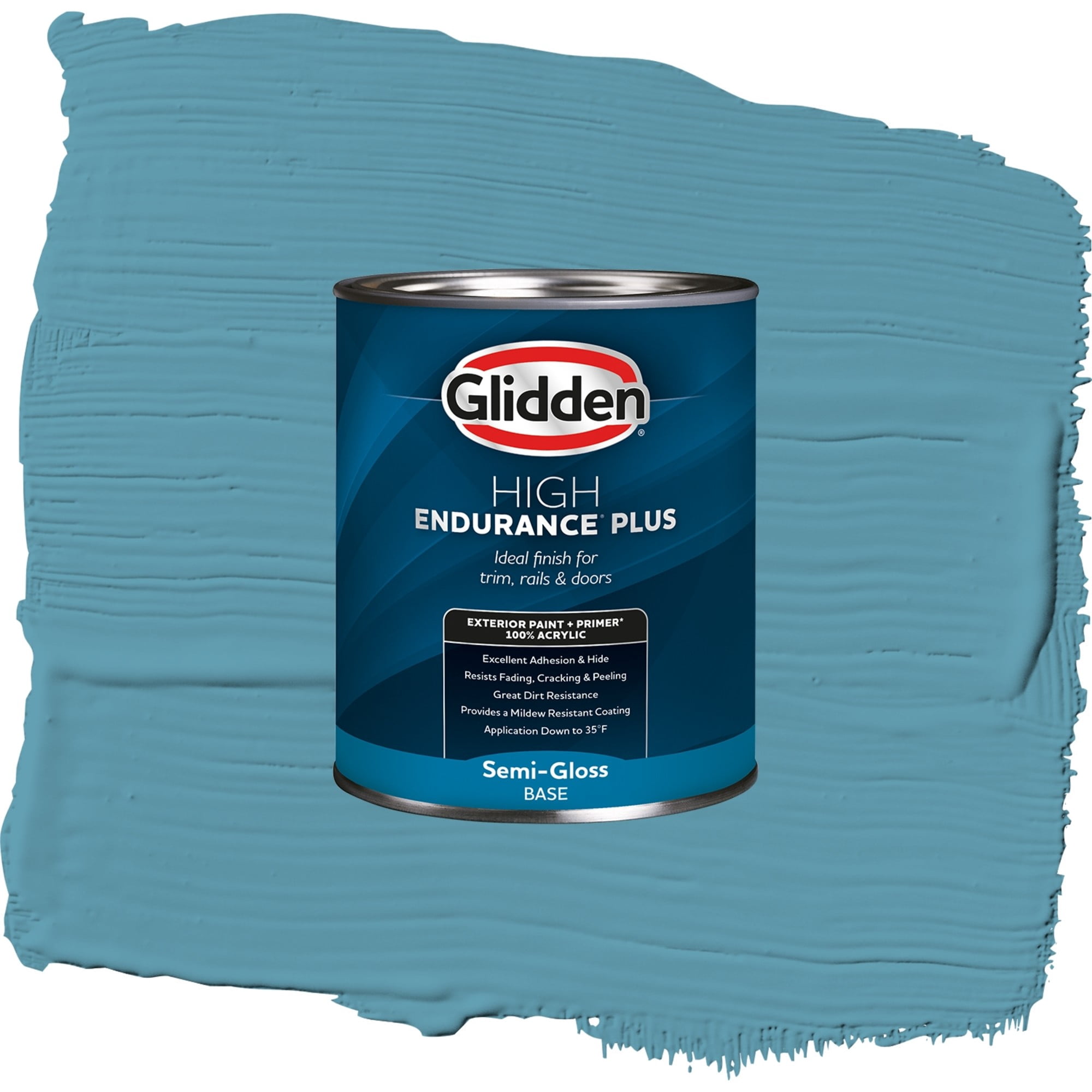 Glidden High Endurance Plus Aqua Blue Semi Gloss Exterior Paint and Primer, 1 Quart