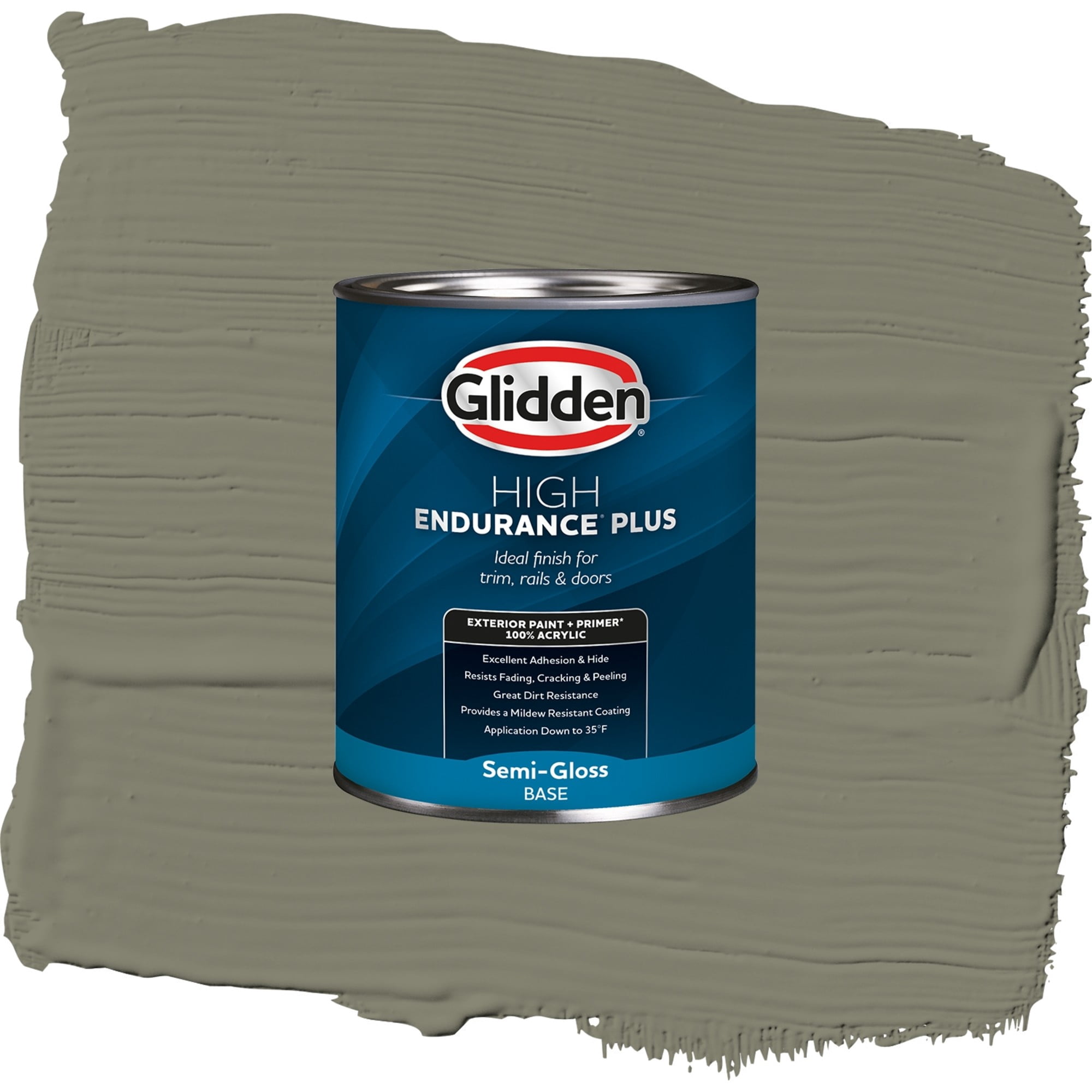 Glidden High Endurance Plus Autumn Gray Semi Gloss Exterior Paint and Primer, 1 Quart
