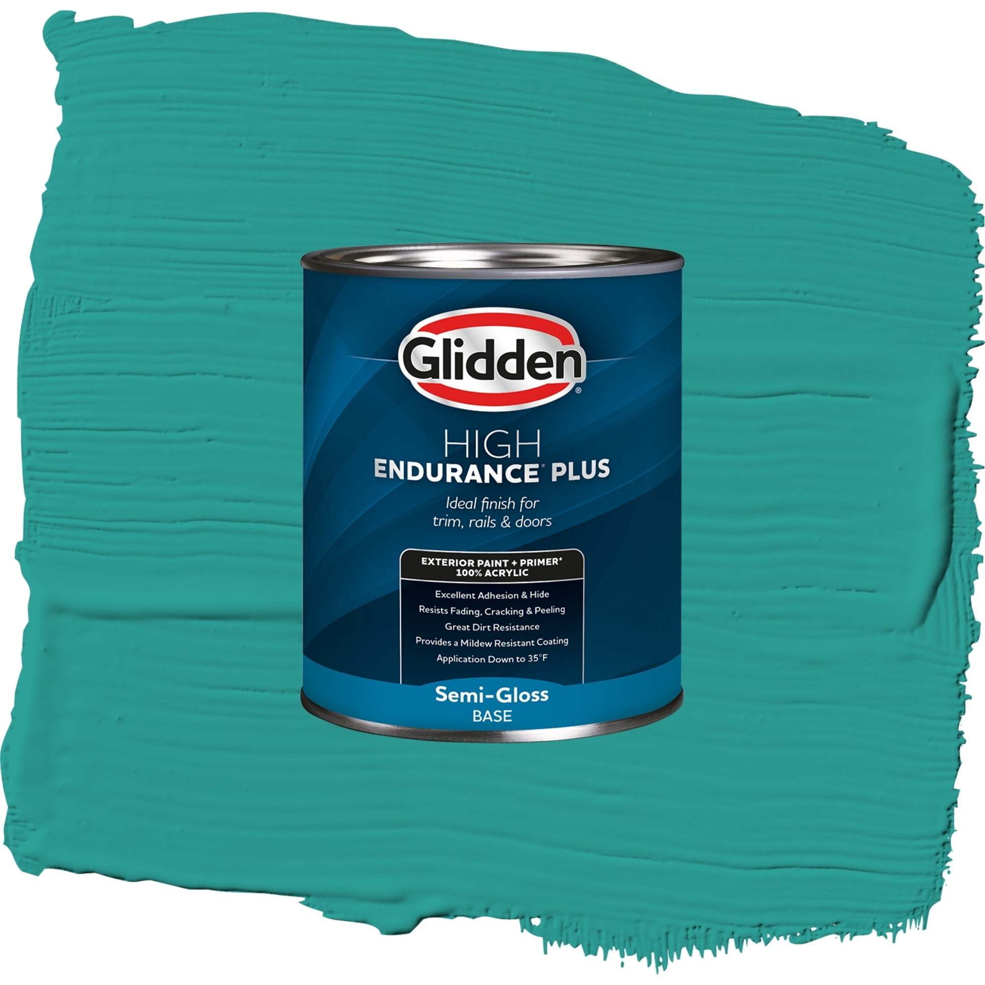 Glidden High Endurance Plus Azure Tide Satin Exterior Paint and Primer, 1 Quart