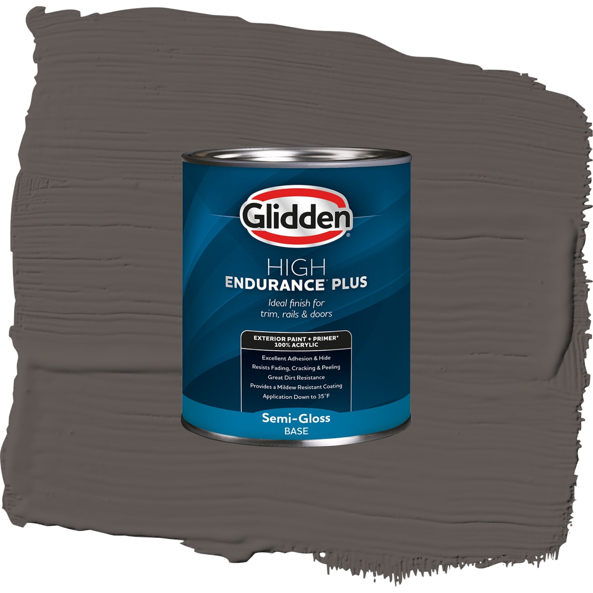 Glidden High Endurance Plus Bark Satin Exterior Paint and Primer, 1 Quart