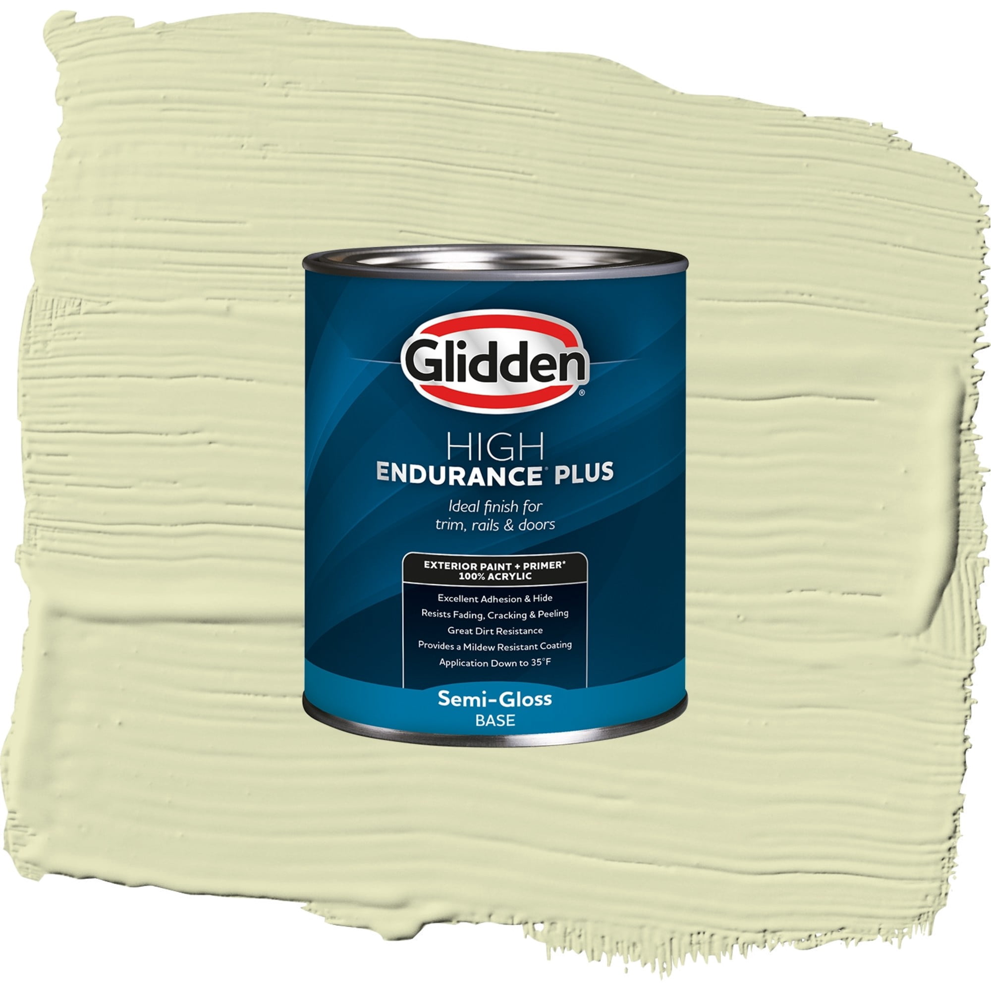Glidden High Endurance Plus Beach Grass Semi Gloss Exterior Paint and Primer, 1 Quart