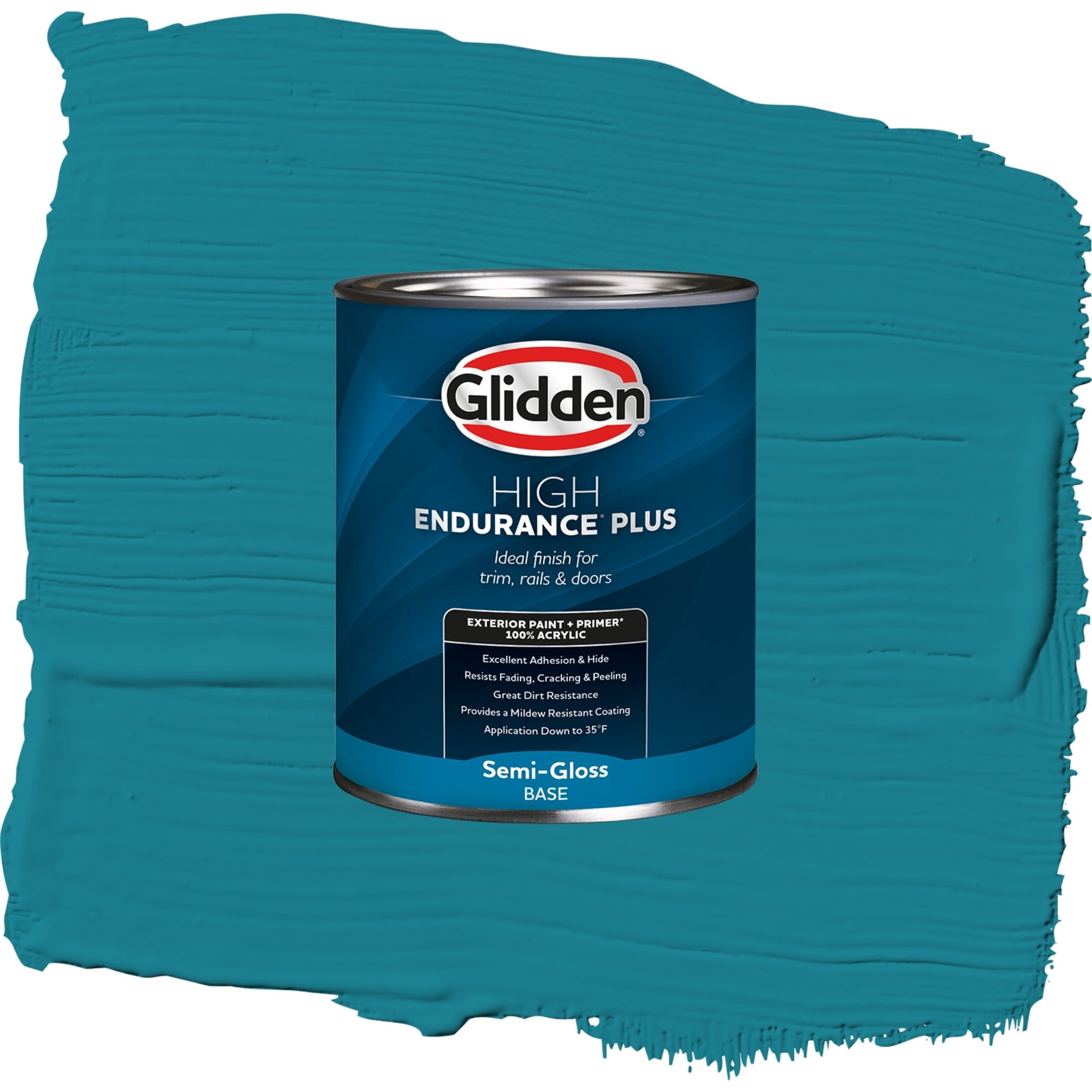 Glidden High Endurance Plus Bermuda Satin Exterior Paint and Primer, 1 Quart