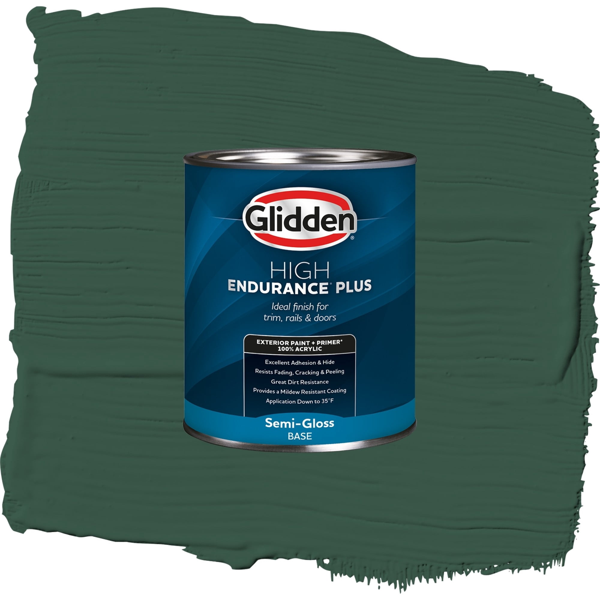 Glidden High Endurance Plus Black Spruce Semi Gloss Exterior Paint and Primer, 1 Quart