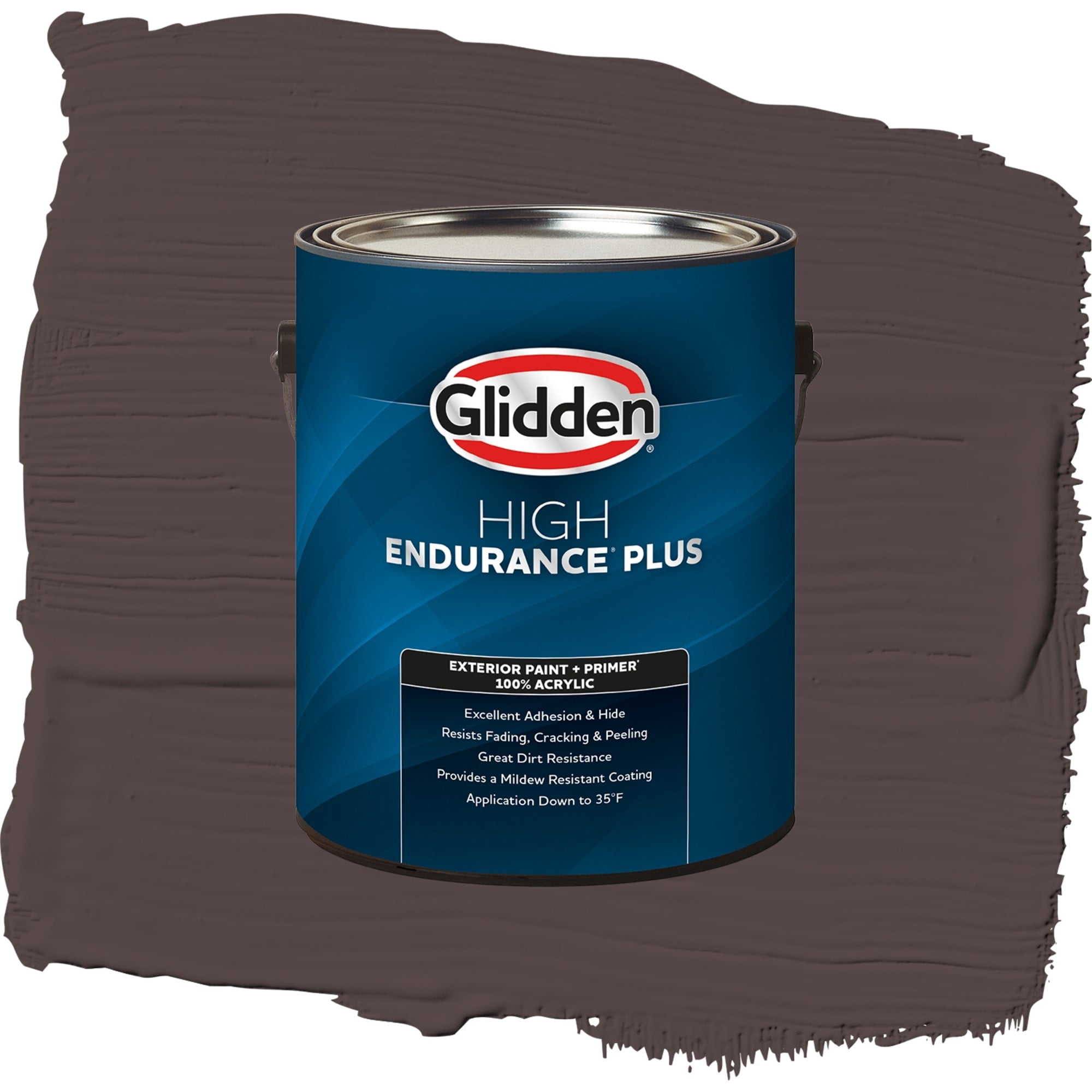 Glidden High Endurance Plus Black Walnut Flat Exterior Paint and Primer, 1 Gallon