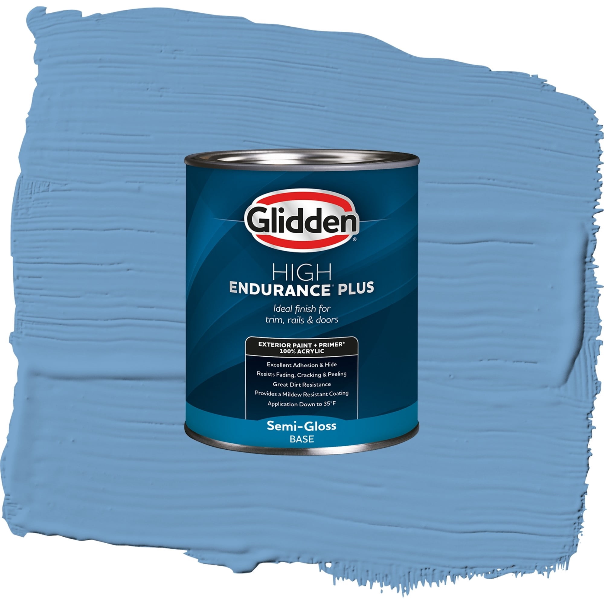 Glidden High Endurance Plus Blue Promise Satin Exterior Paint and Primer, 1 Quart