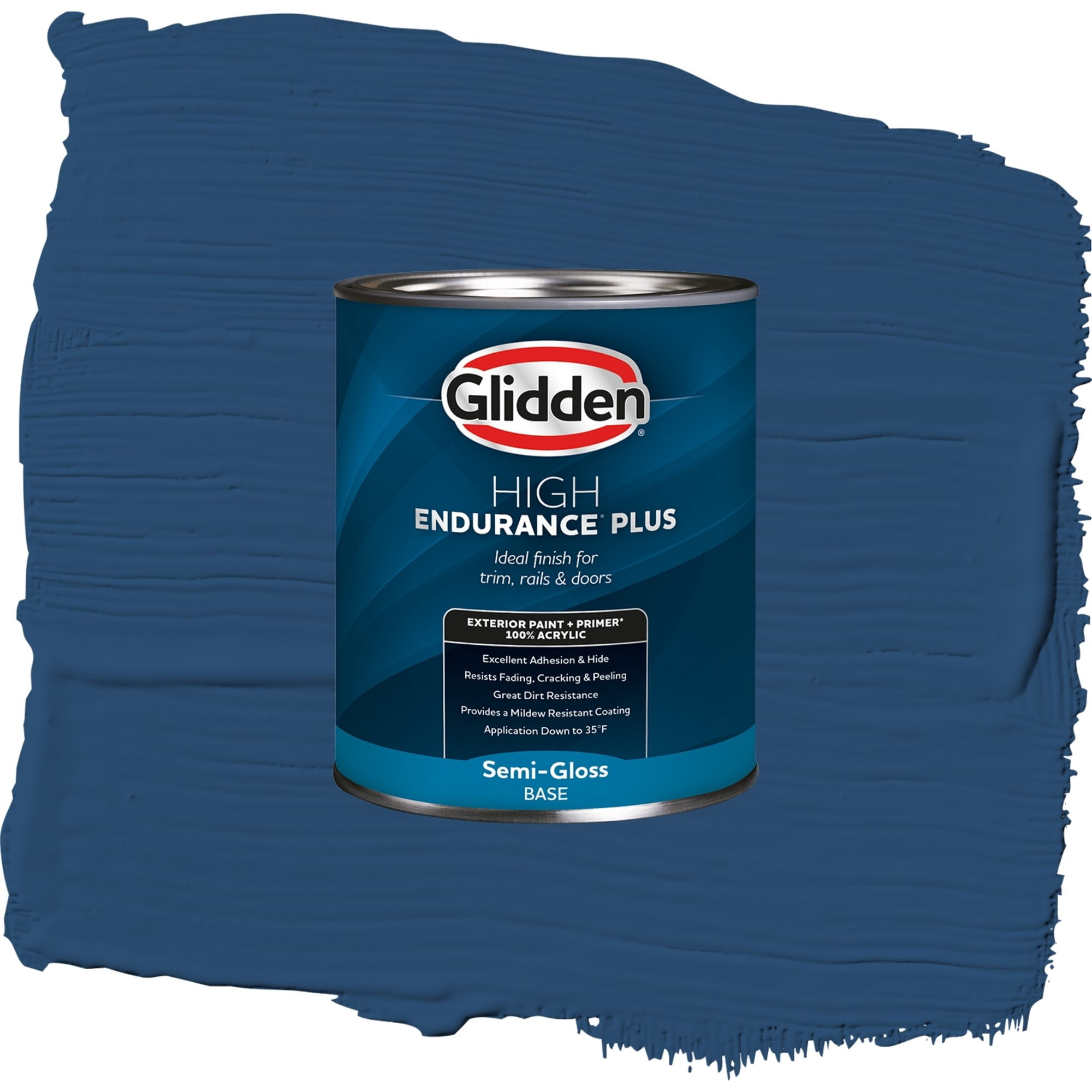 Glidden High Endurance Plus Blue Tang Satin Exterior Paint and Primer, 1 Quart