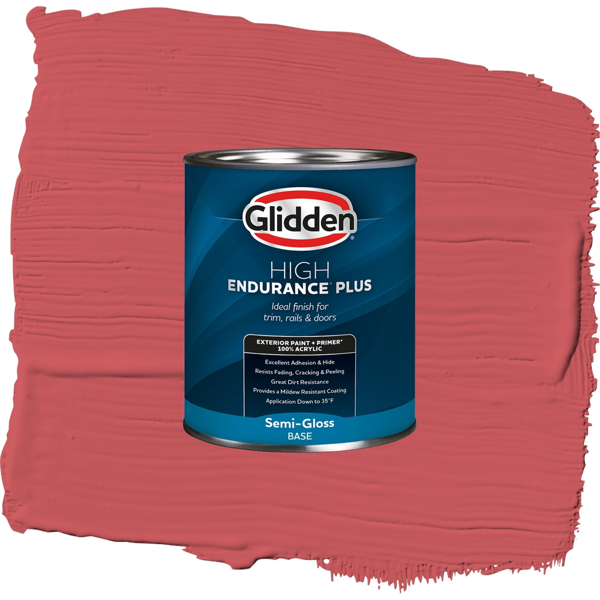 Glidden High Endurance Plus Bonfire Semi Gloss Exterior Paint and Primer, 1 Quart