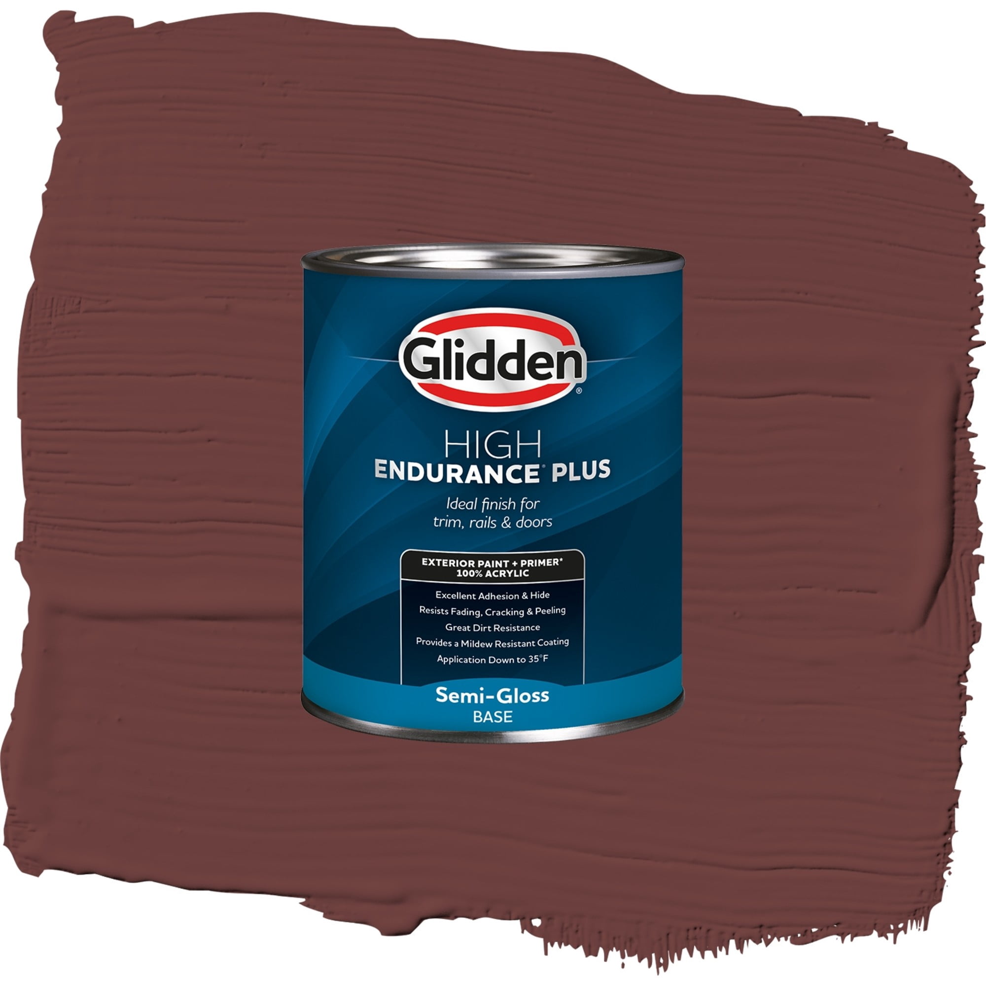 Glidden High Endurance Plus Burgundy Wine Semi Gloss Exterior Paint and Primer, 1 Quart