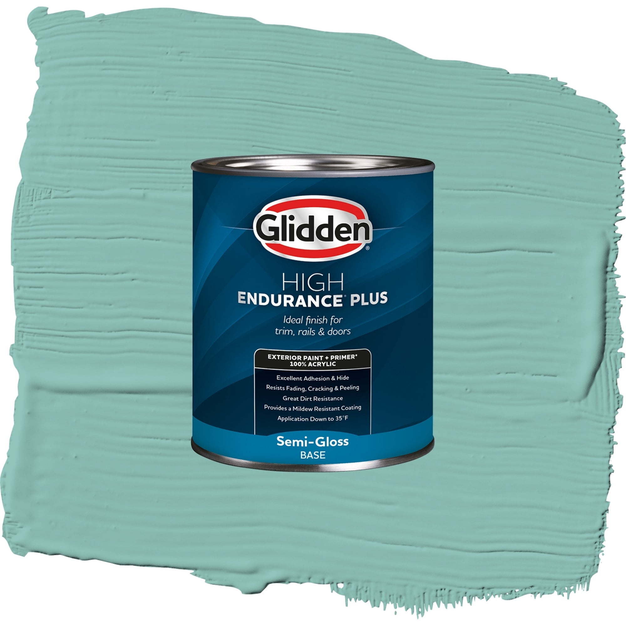 Glidden High Endurance Plus Caribbean Green Satin Exterior Paint and Primer, 1 Quart