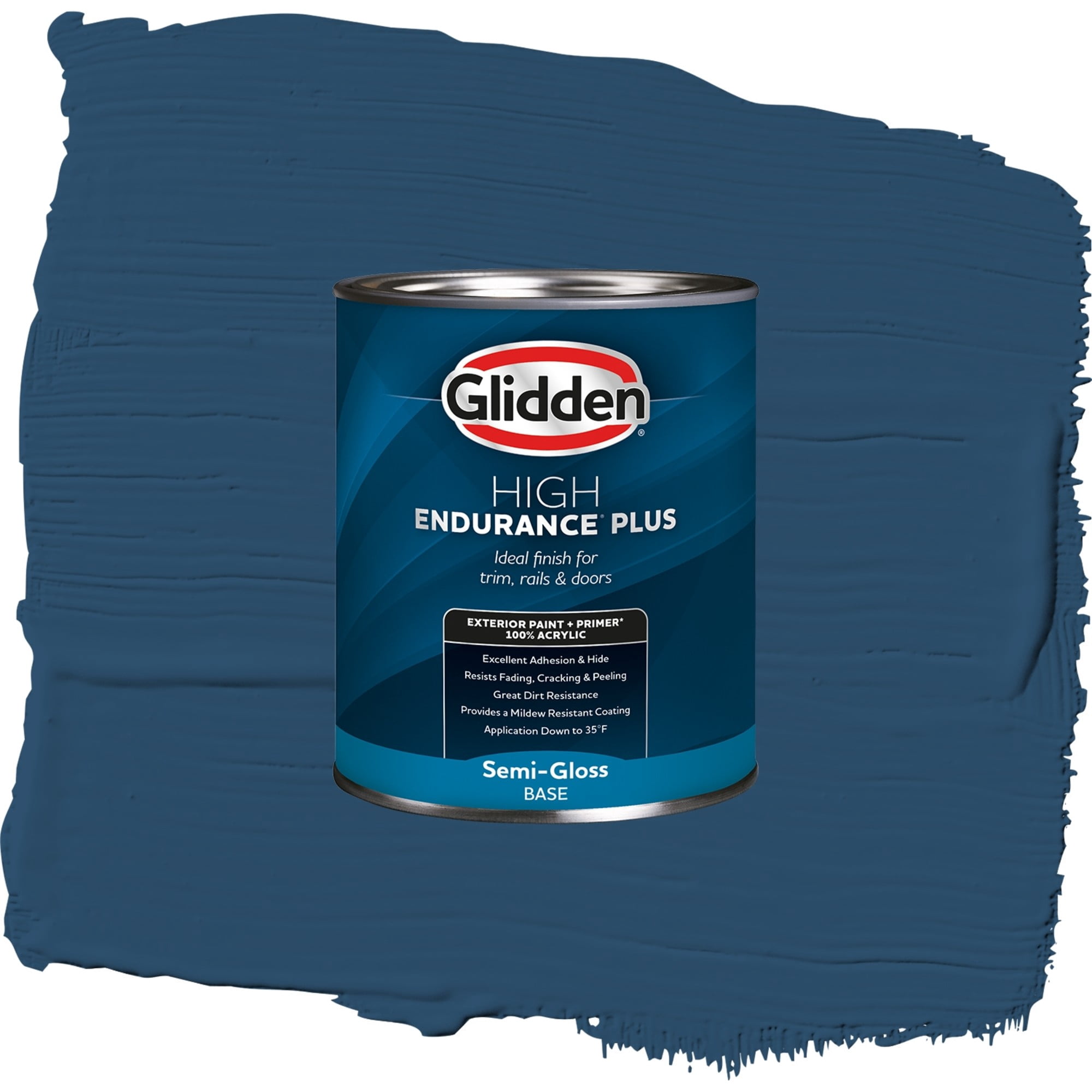Glidden High Endurance Plus Celestial Blue Satin Exterior Paint and Primer, 1 Quart