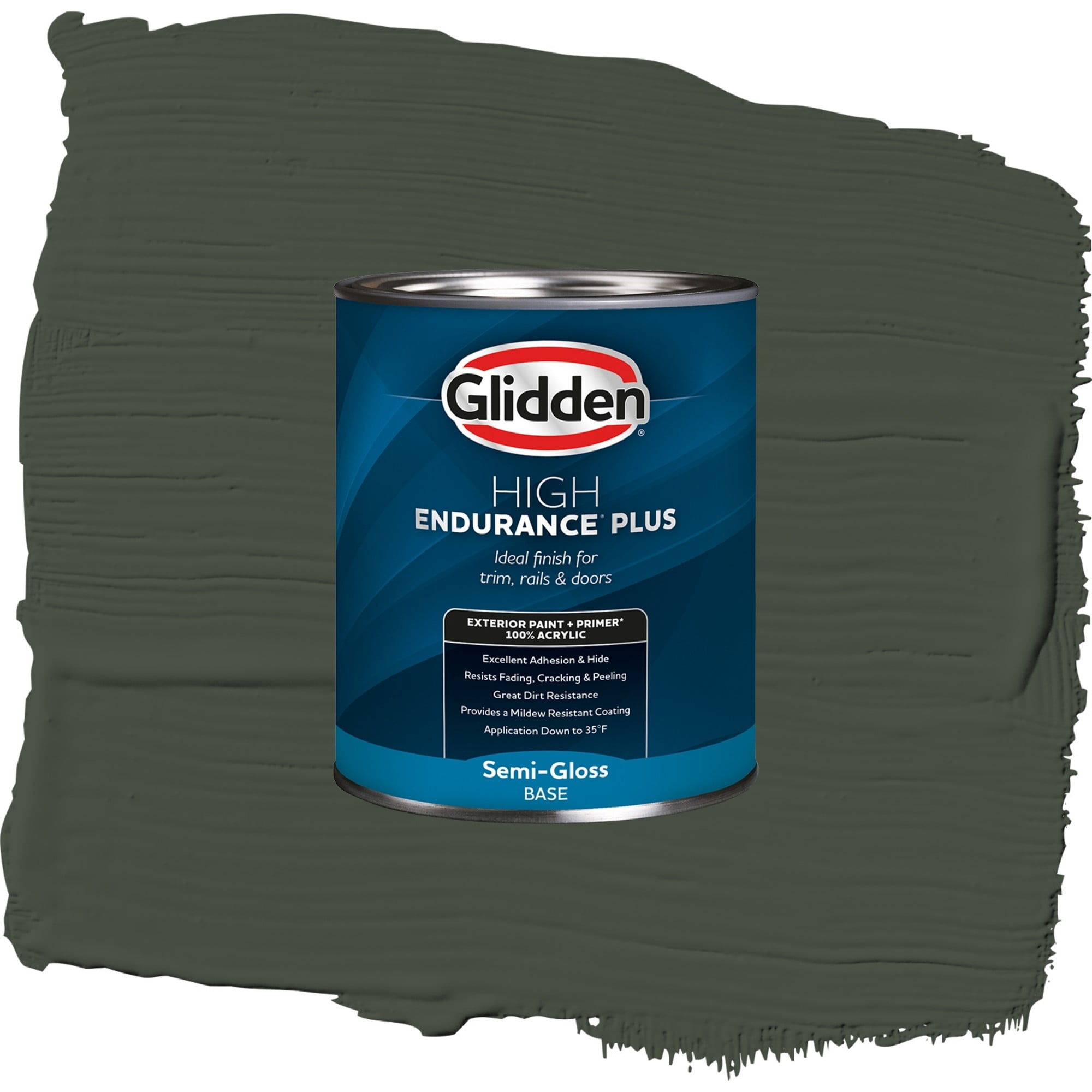 Glidden High Endurance Plus Charcoal Smoke Satin Exterior Paint and Primer, 1 Quart