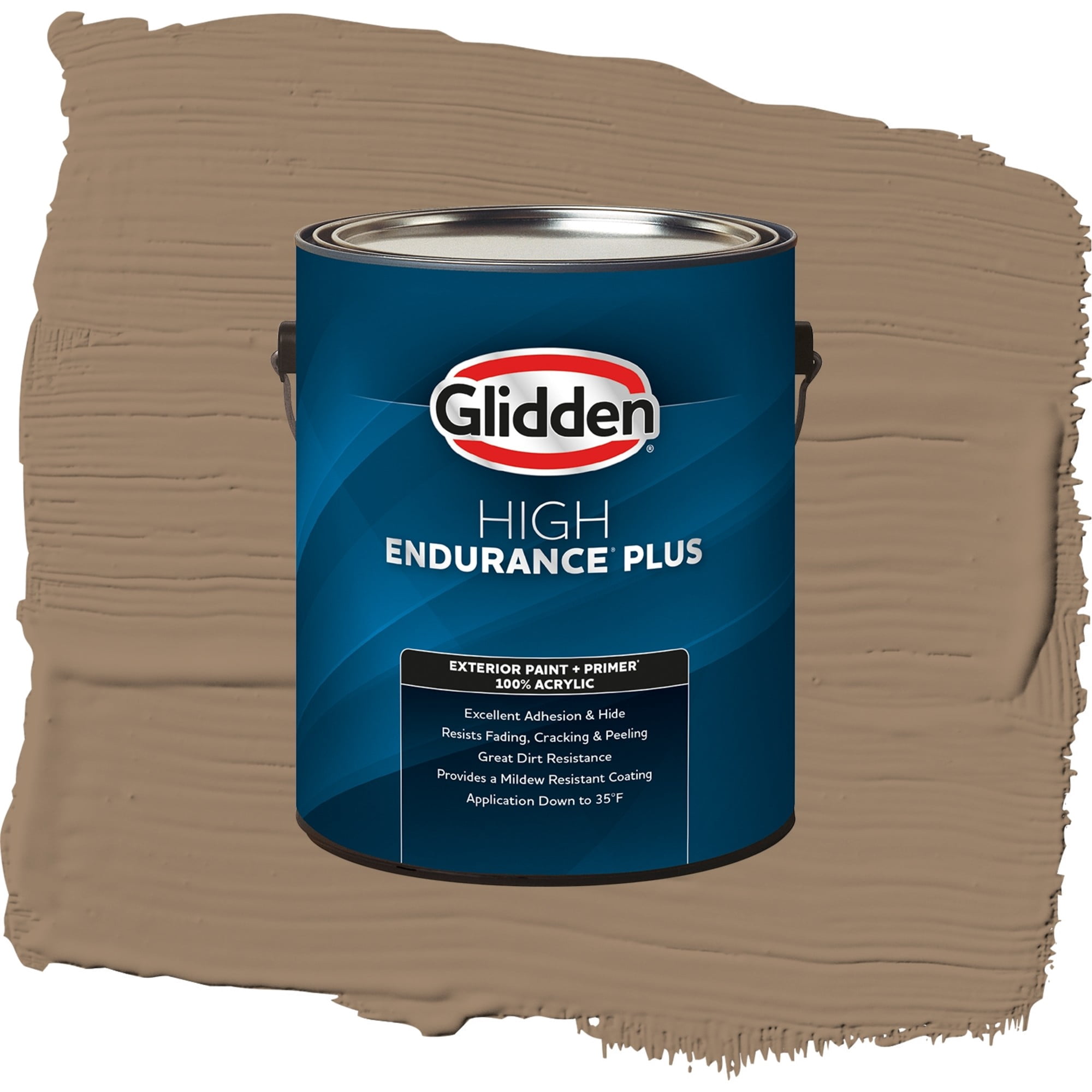 Glidden High Endurance Plus Chocolate Moment Satin Exterior Paint and Primer, 1 Gallon