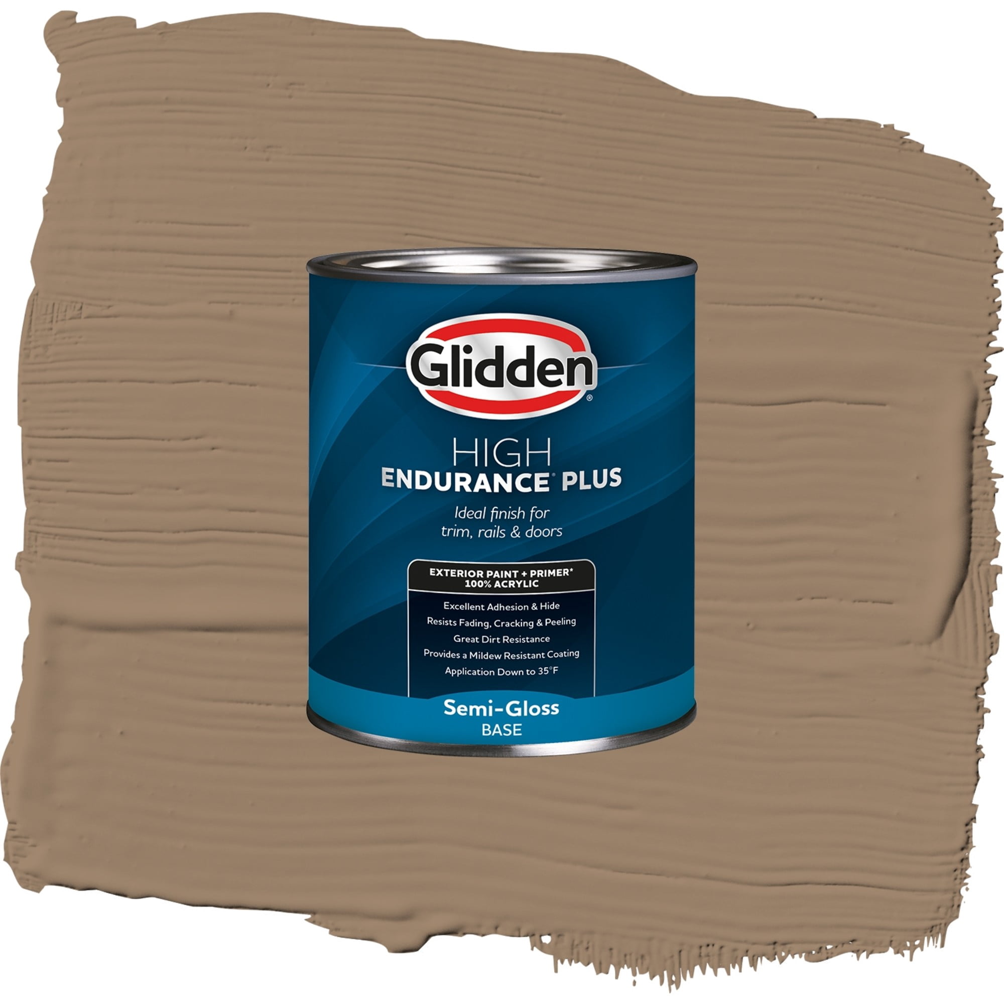 Glidden High Endurance Plus Chocolate Moment Satin Exterior Paint and Primer, 1 Quart