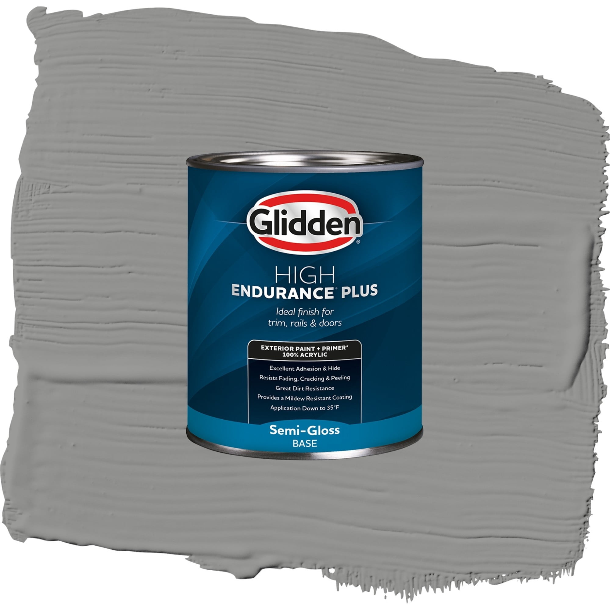Glidden High Endurance Plus Cloudy Slate Satin Exterior Paint and Primer, 1 Quart