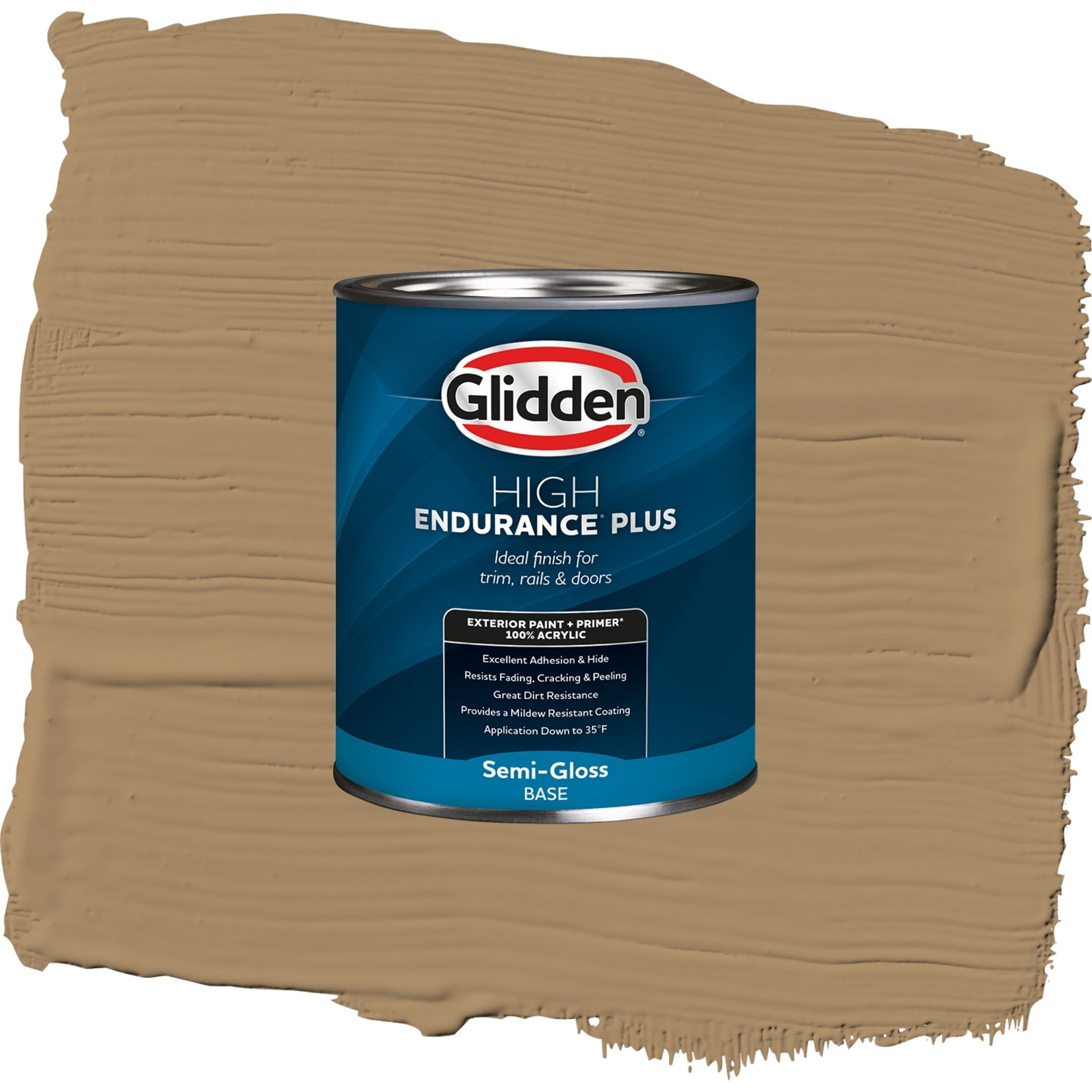 Glidden High Endurance Plus Coffee With Cream Satin Exterior Paint and Primer, 1 Quart