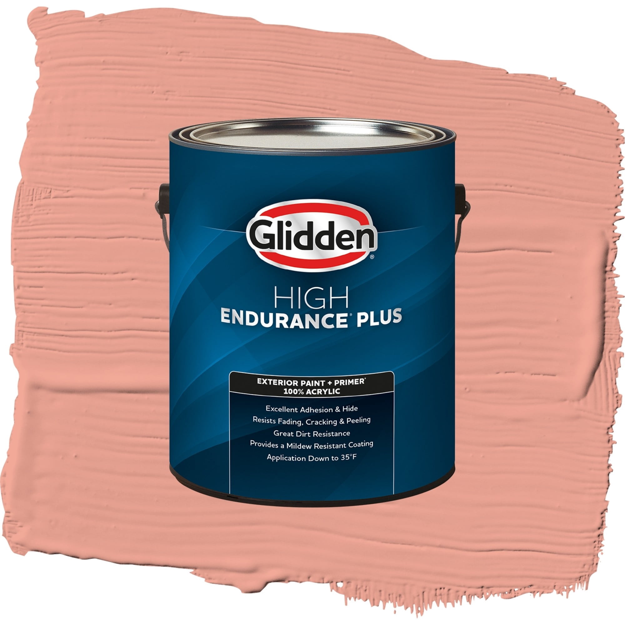Glidden High Endurance Plus Coral Blush Flat Exterior Paint and Primer, 1 Gallon