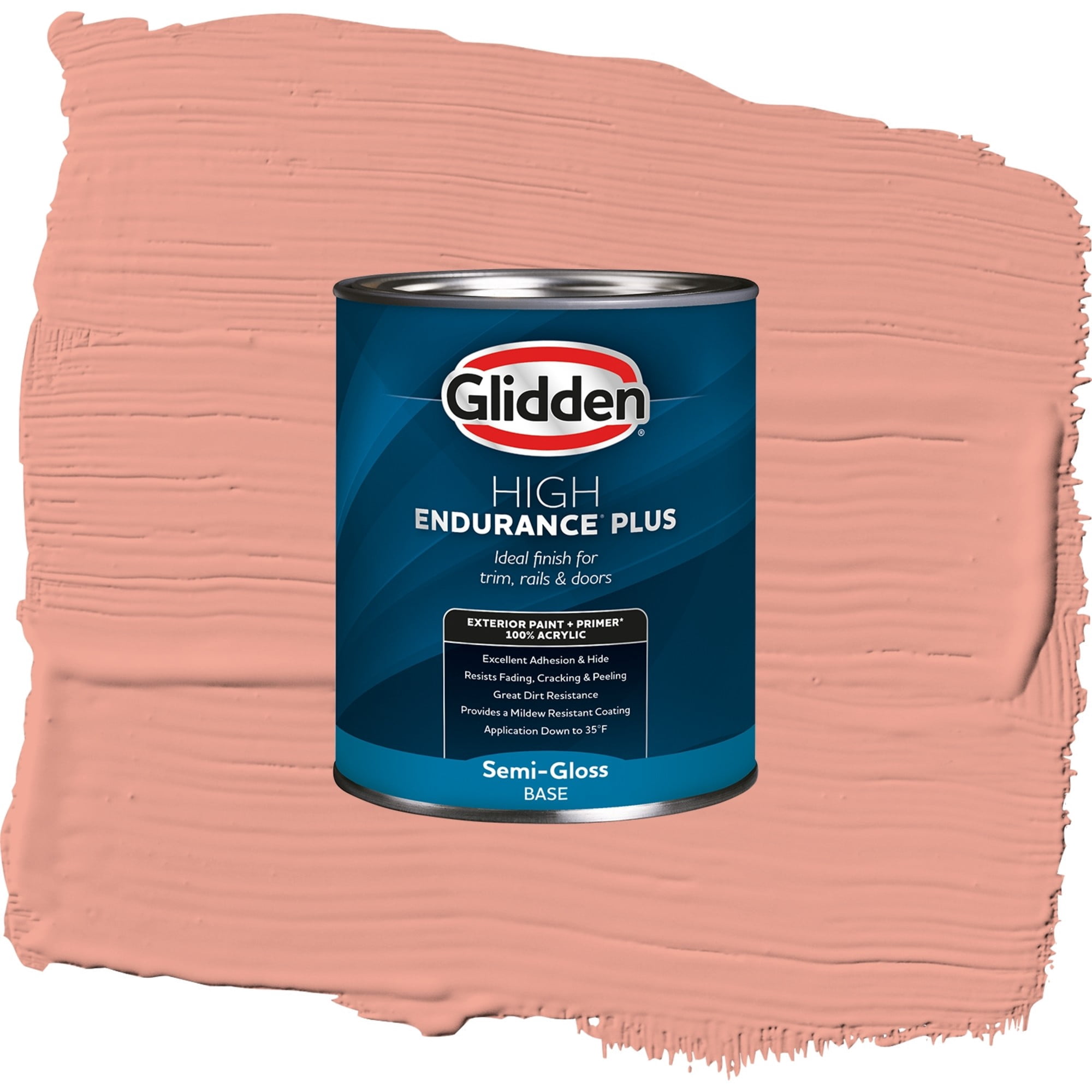 Glidden High Endurance Plus Coral Blush Semi Gloss Exterior Paint and Primer, 1 Quart