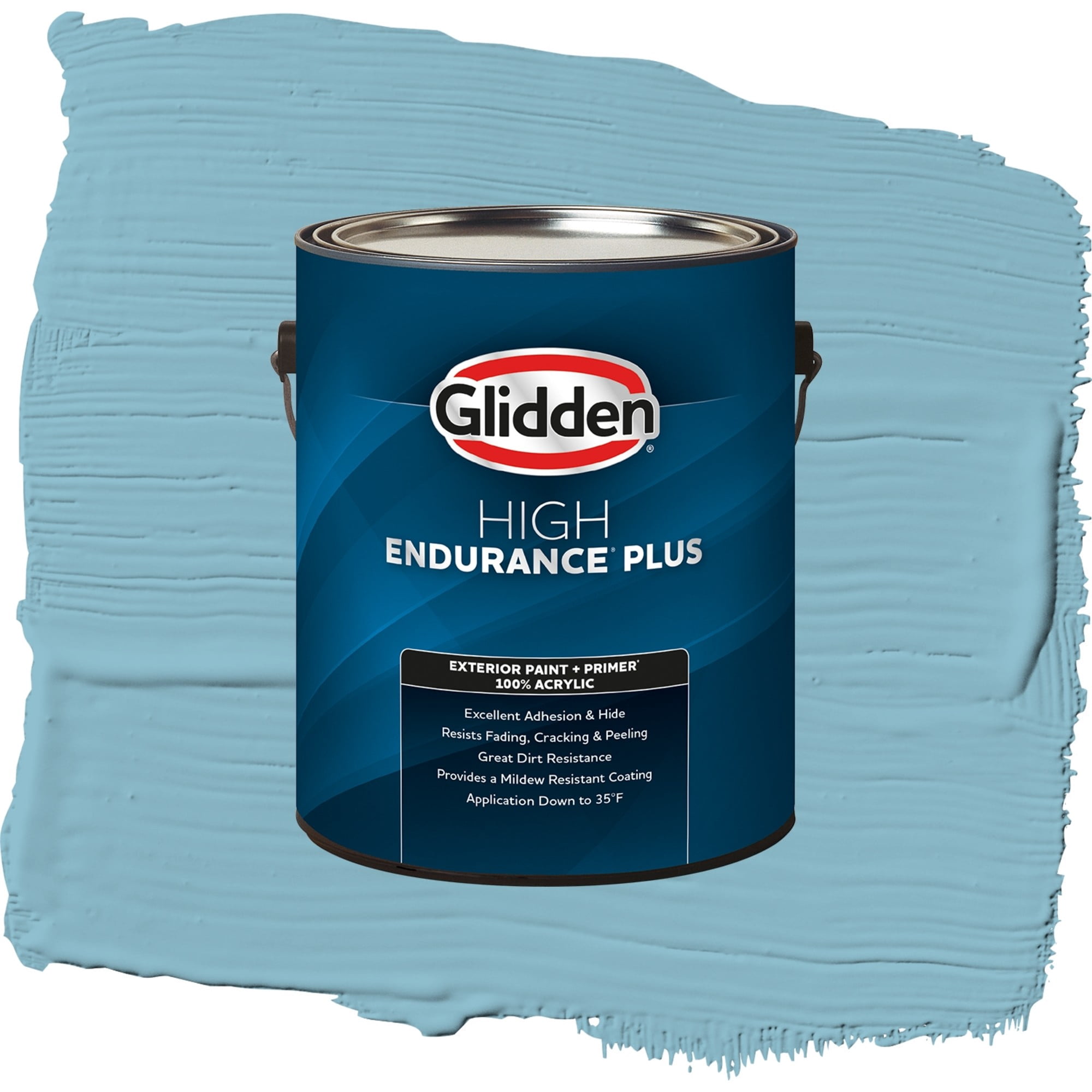 Glidden High Endurance Plus Crystal Lake Flat Exterior Paint and Primer, 1 Gallon