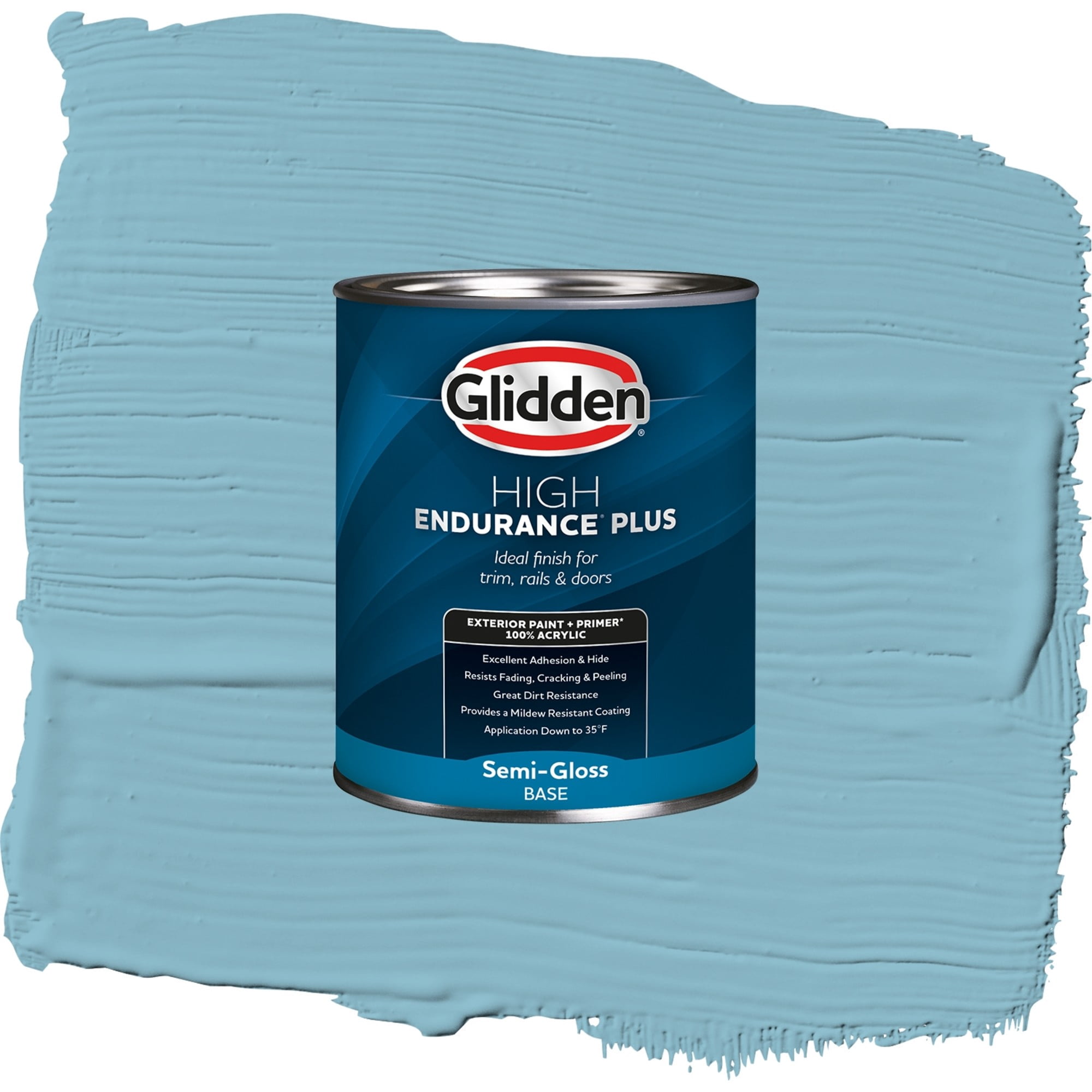 Glidden High Endurance Plus Crystal Lake Satin Exterior Paint and Primer, 1 Quart