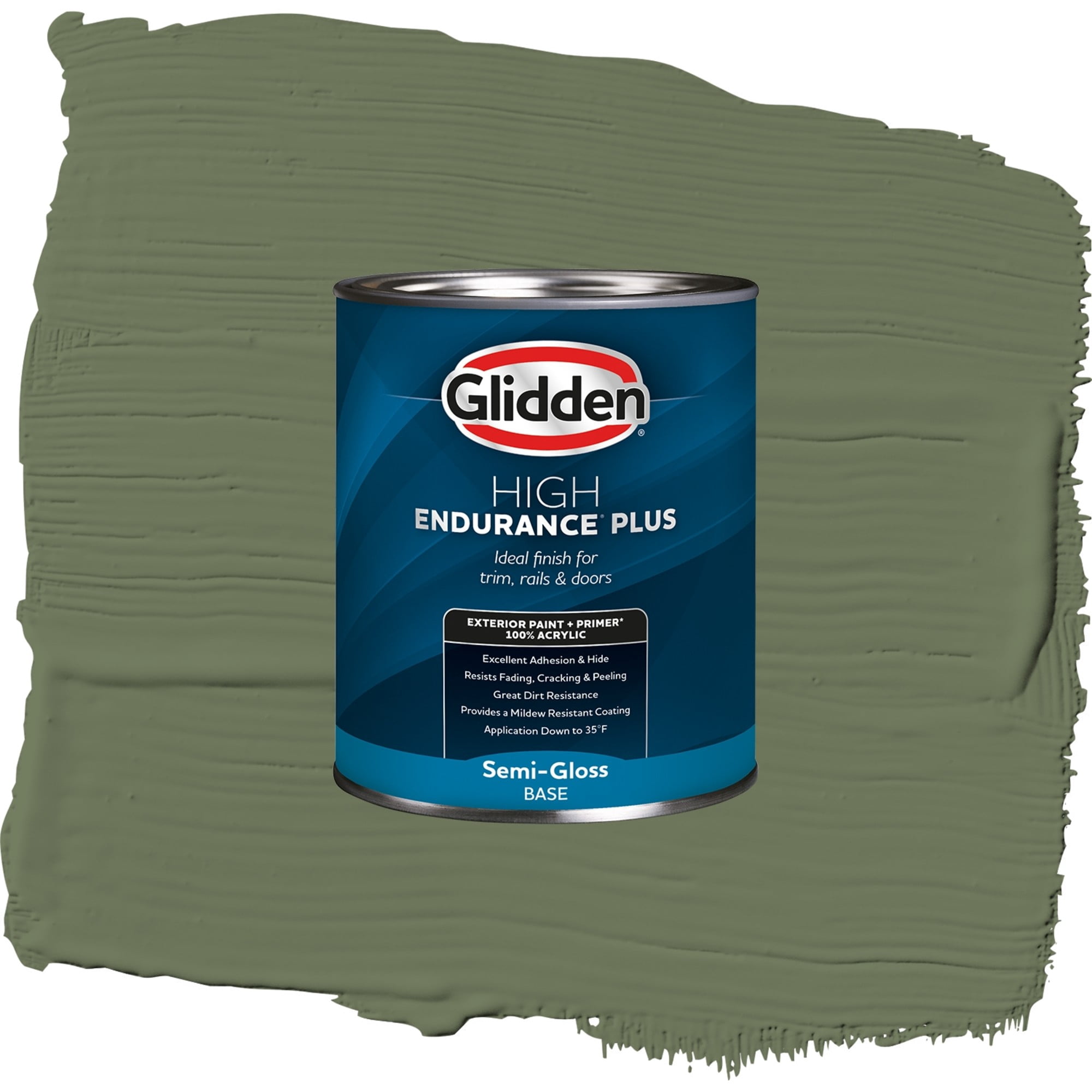 Glidden High Endurance Plus Dark Sage Semi Gloss Exterior Paint and Primer, 1 Quart