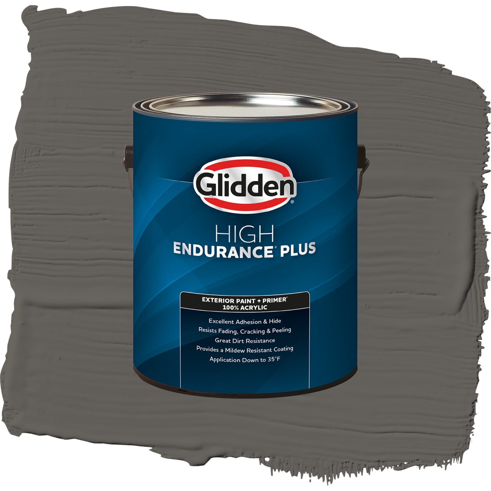 Glidden High Endurance Plus Dark Woods Satin Exterior Paint and Primer, 1 Gallon