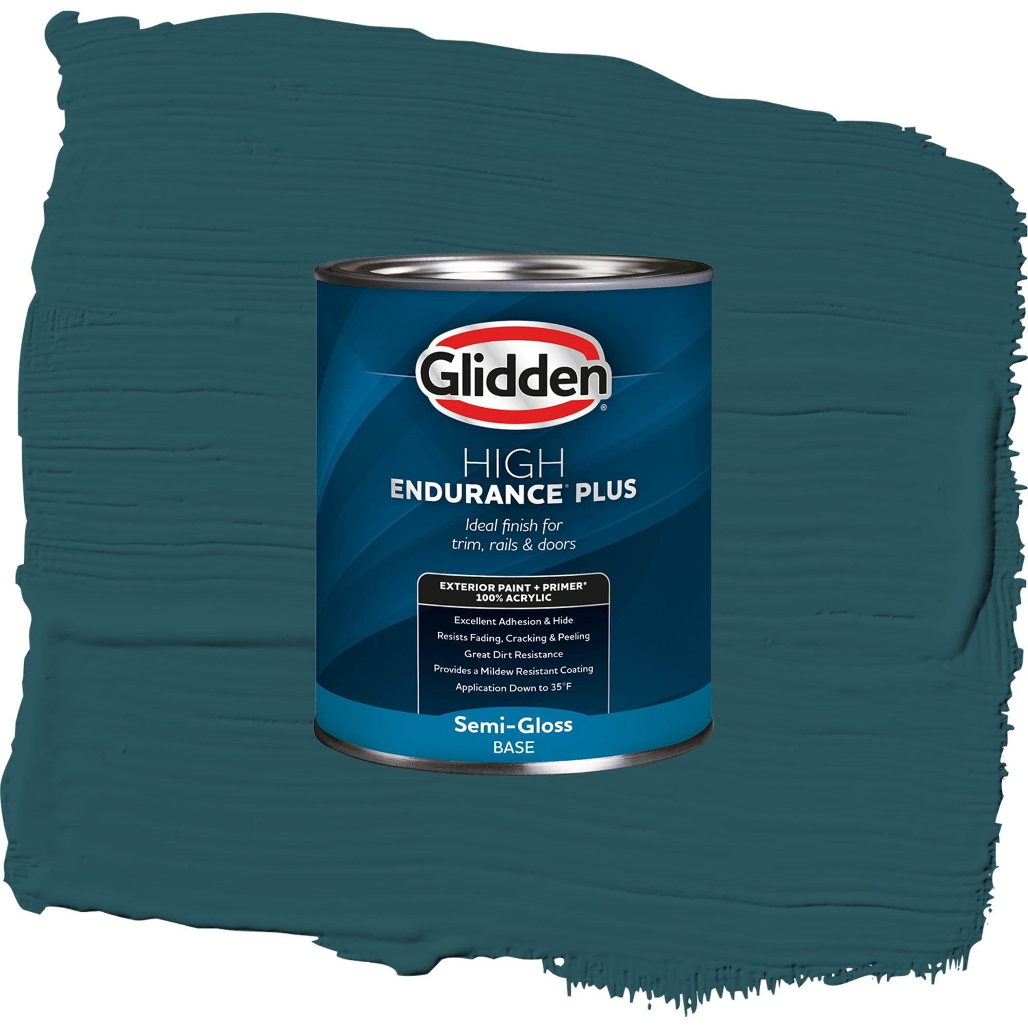 Glidden High Endurance Plus Deep Emerald Satin Exterior Paint and Primer, 1 Quart