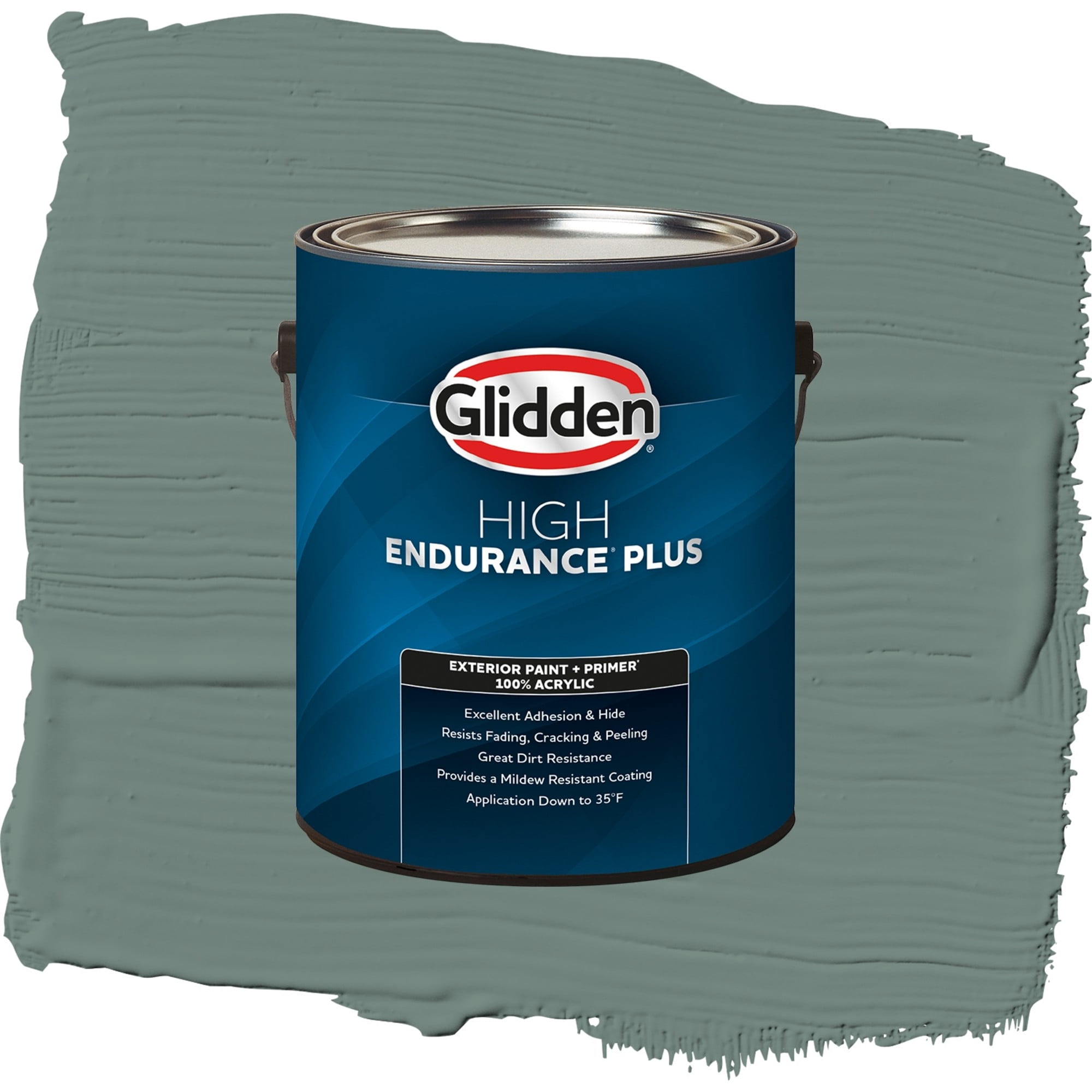 Glidden High Endurance Plus Dwarf Spruce Satin Exterior Paint and Primer, 1 Gallon