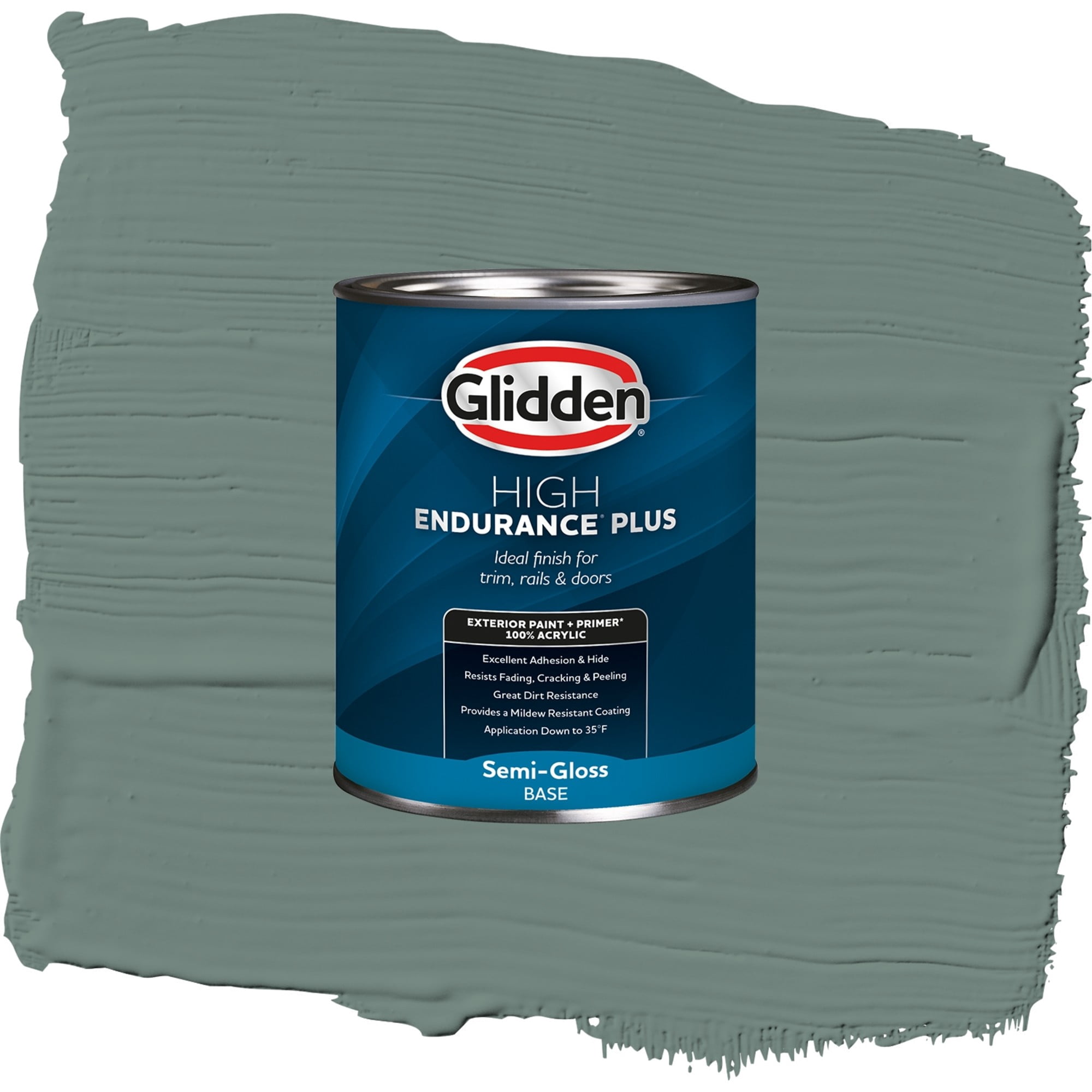 Glidden High Endurance Plus Dwarf Spruce Semi Gloss Exterior Paint and Primer, 1 Quart