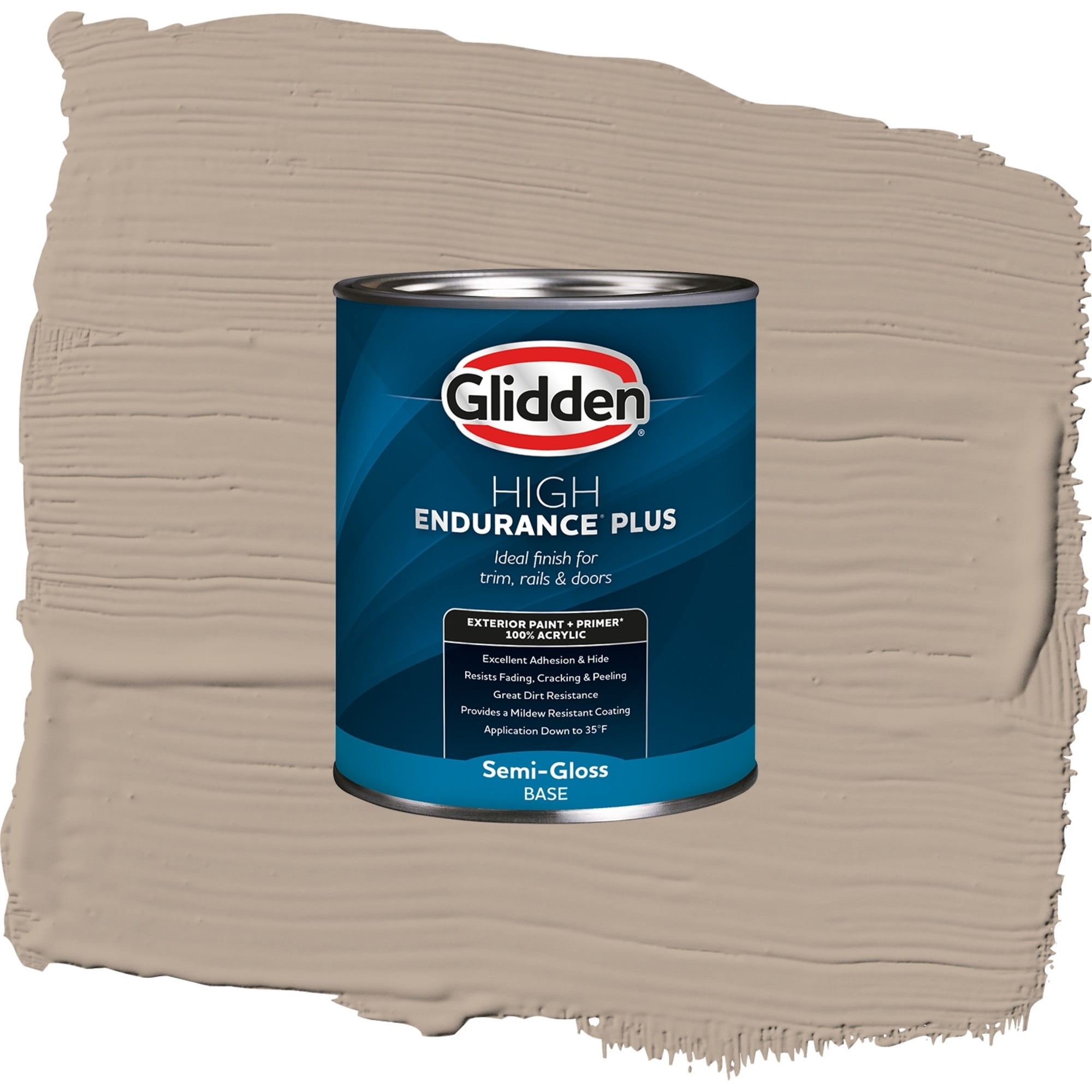 Glidden High Endurance Plus El Capitan Semi Gloss Exterior Paint and Primer, 1 Quart