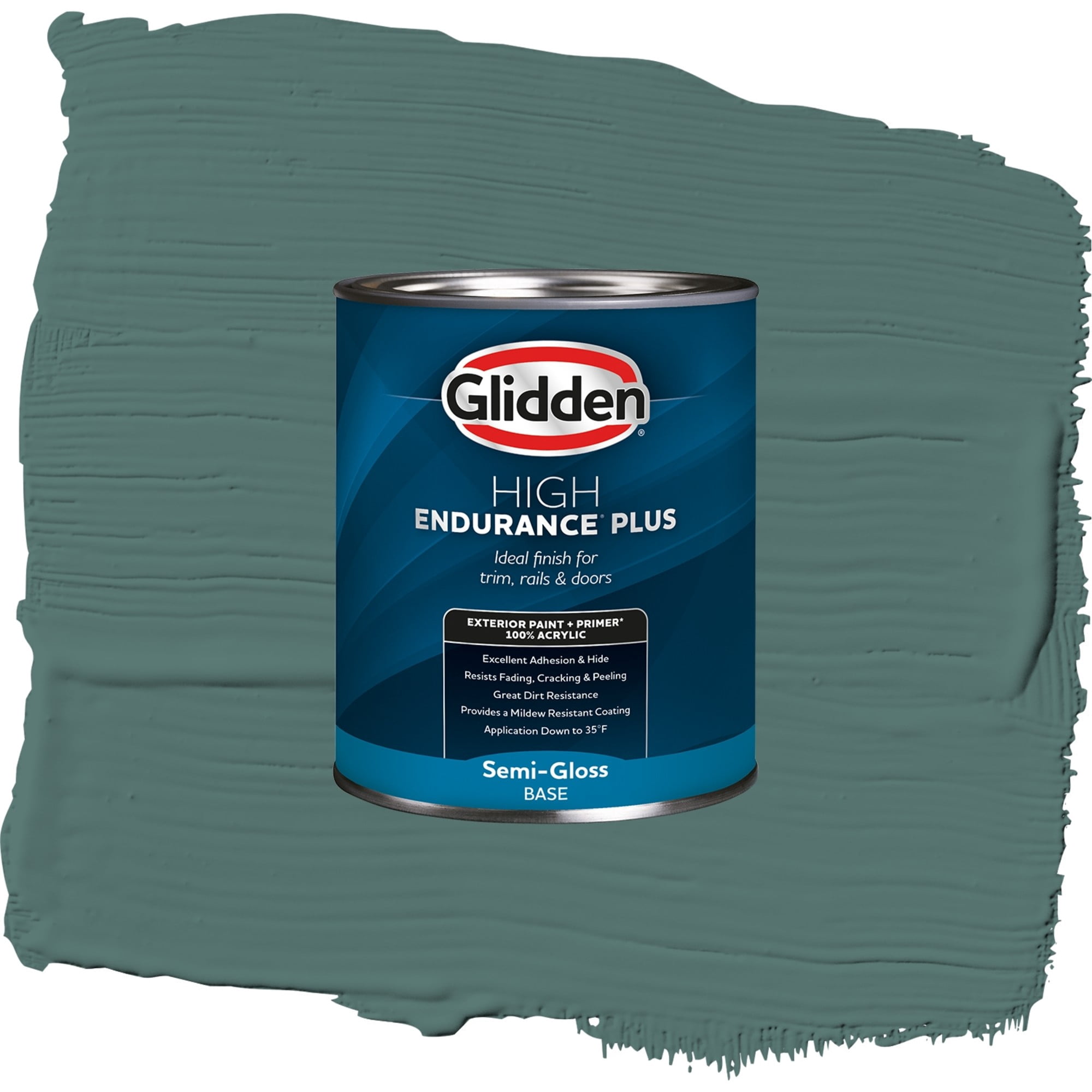 Glidden High Endurance Plus Evening Emerald Satin Exterior Paint and Primer, 1 Quart