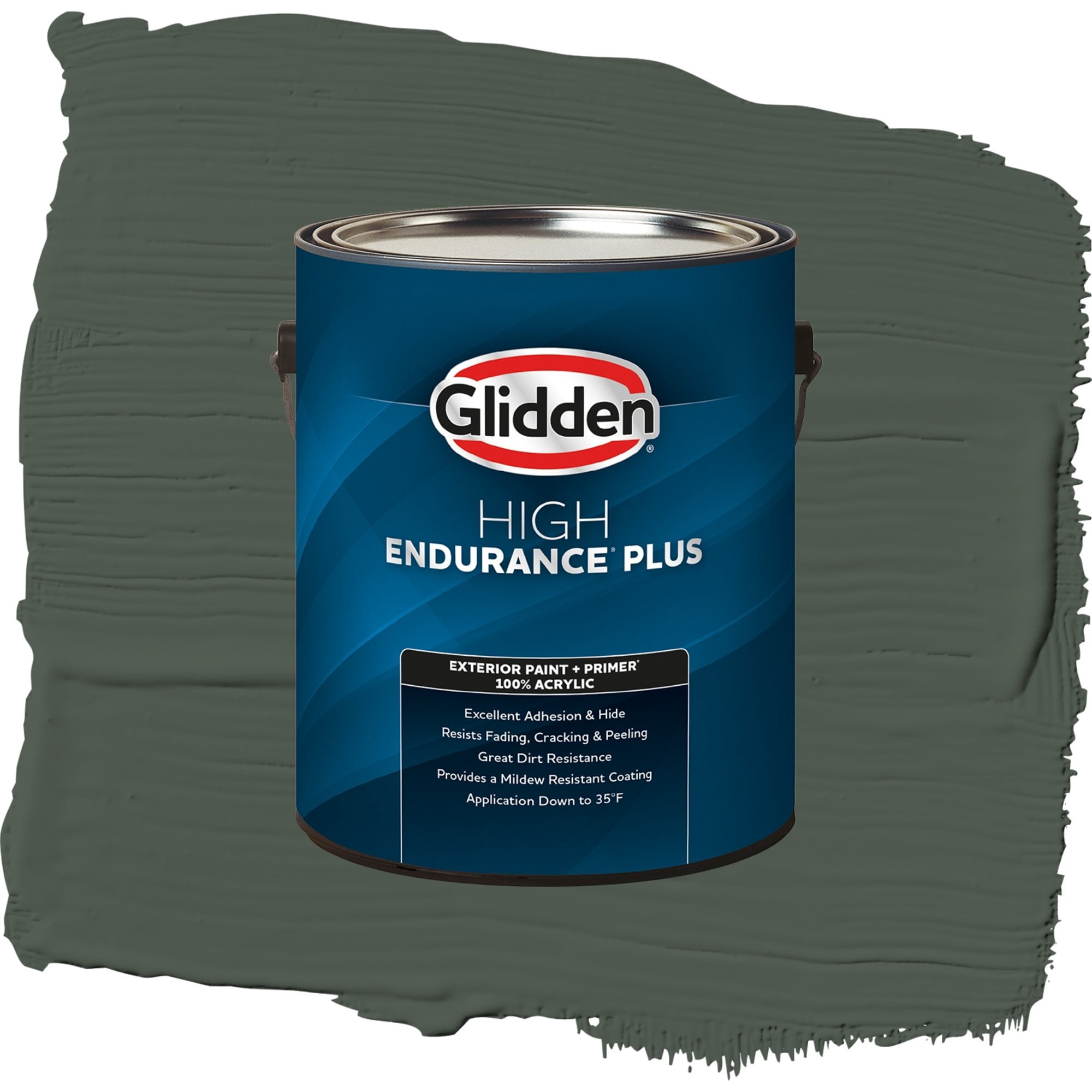 Glidden High Endurance Plus Evergreen Boughs Semi Gloss Exterior Paint and Primer, 1 Gallon