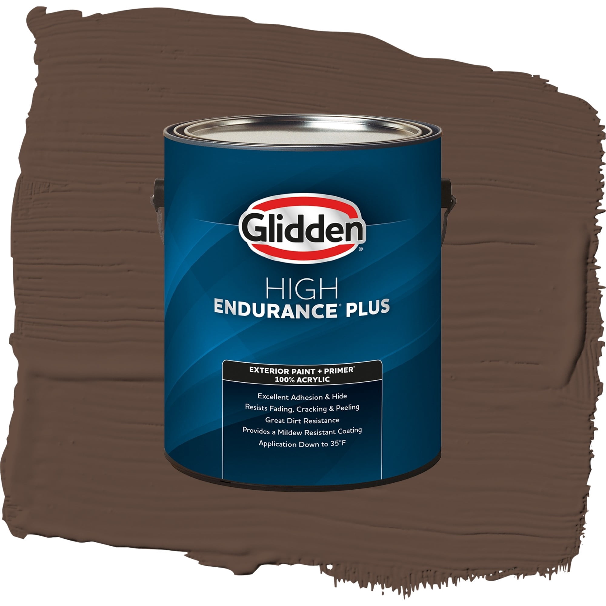 Glidden High Endurance Plus Fudge Truffle Flat Exterior Paint and Primer, 1 Gallon